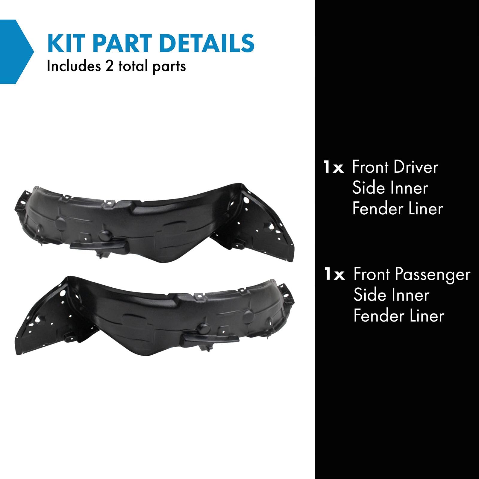 Trq Front Inner Fender Liner Set Compatible With 2012-2014 Nissan Versa Ni1248128 Ni1249128