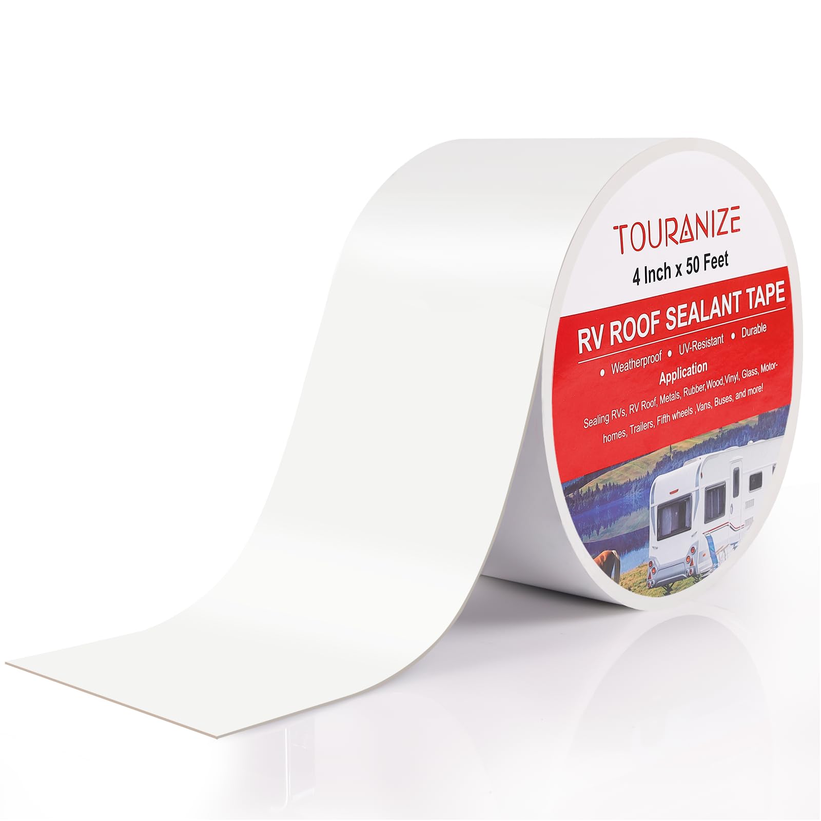 Touranize Rv Roof Tape, 4 Inch X 50 Feet Rv Sealant Tape For Camper Roof Repair, Boat Sealing, Trailer Roof Seam Leaks, Uv Resis