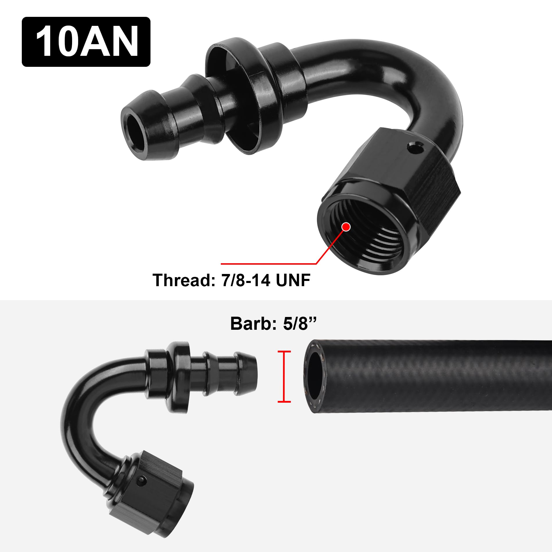 Evil Energy 10An 150 Degree Push Lock Hose Fitting End Black