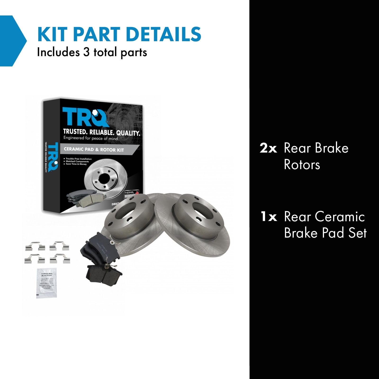 Trq Rear Brake Pad & Rotor Kit Brake Pads Brake Rotor Ceramic Compatible With 2002 Audi A4 Quattro S4