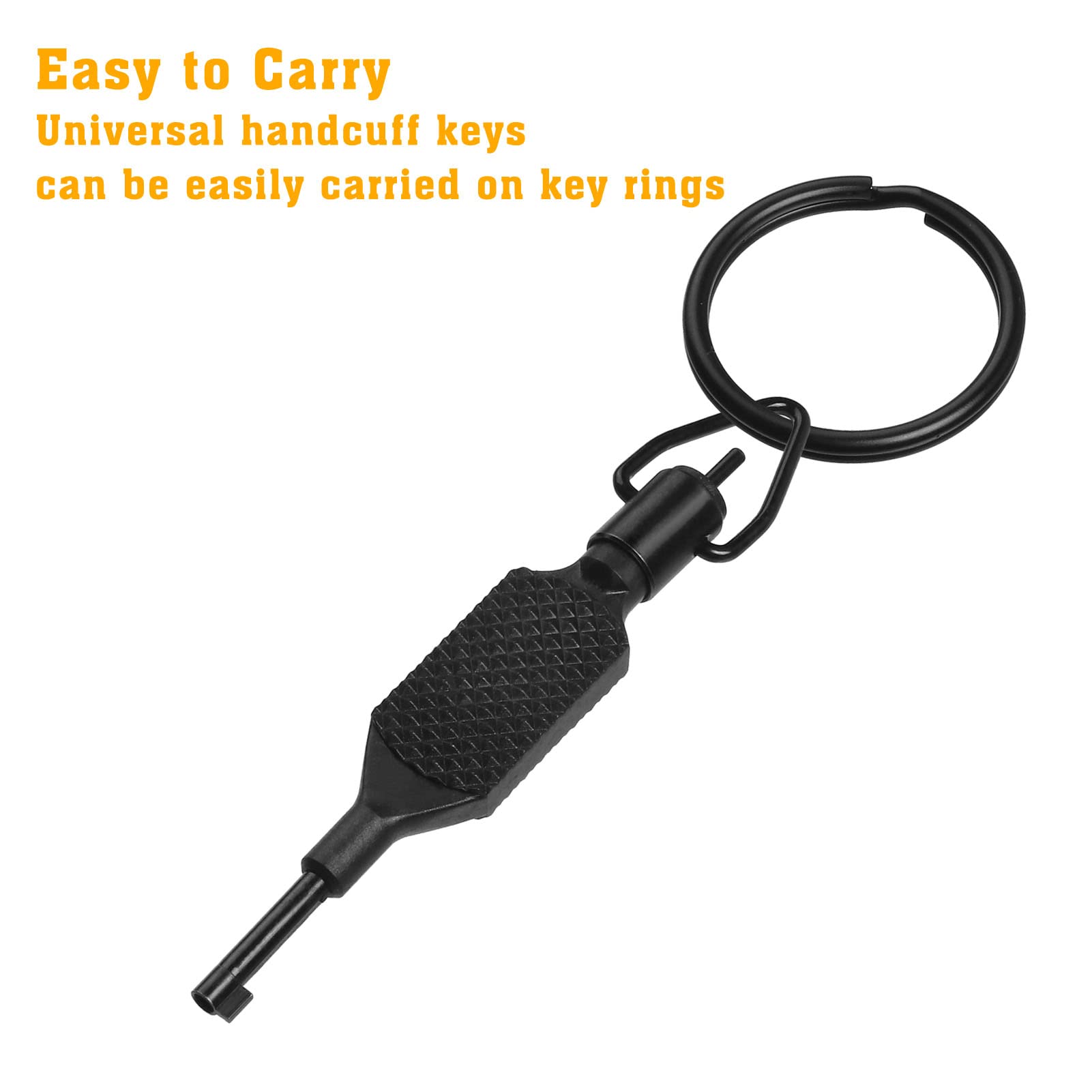 JOTOVO Flat Knurled Swivel Handcuff Key 4" Long, Black Polymer, Model Zt-9p with Detachable Keyring