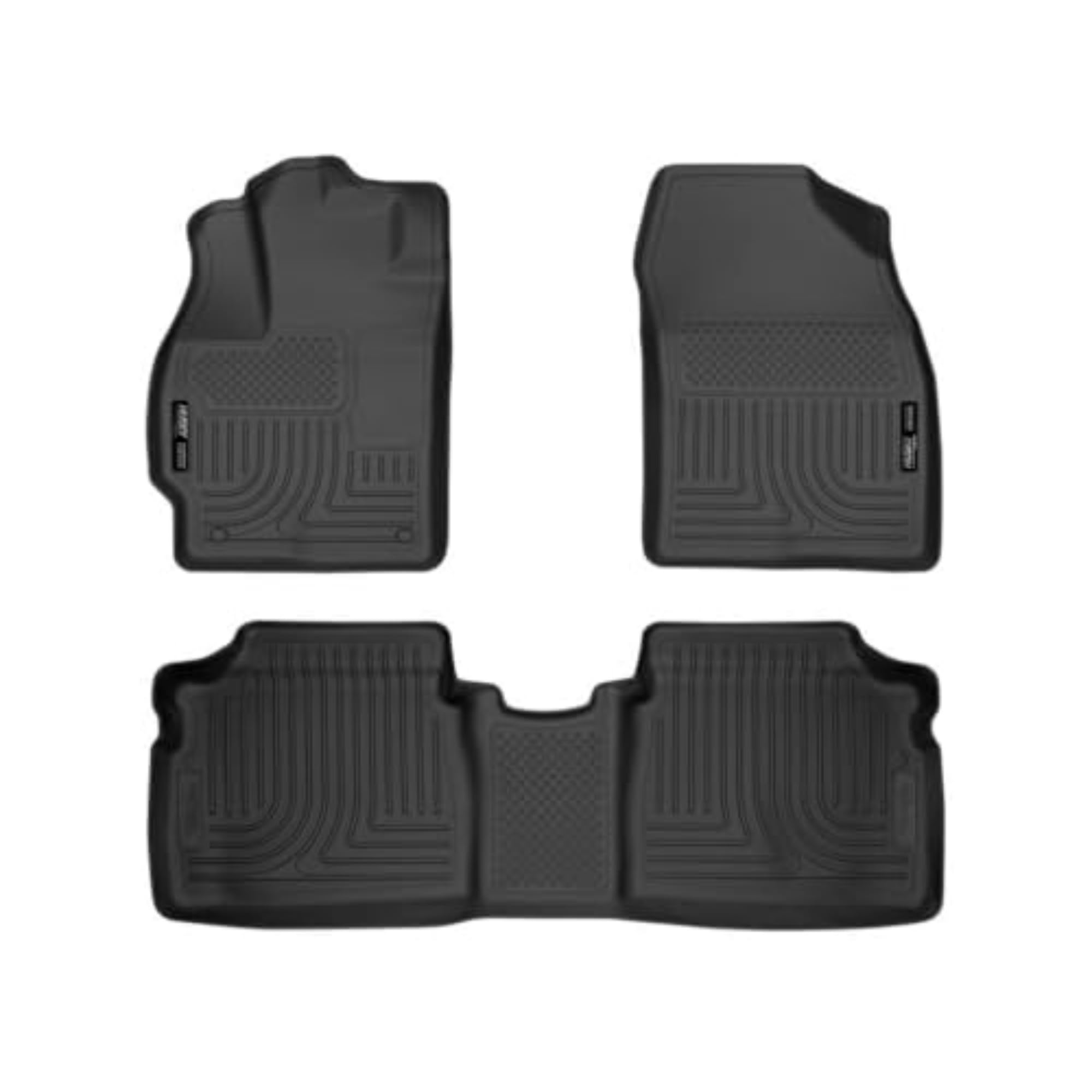 Husky Liners Weatherbeater Floor Mats | Fits 2010-2014 Toyota Prius | Front & 2Nd Row, 3-Pc Black - 98921