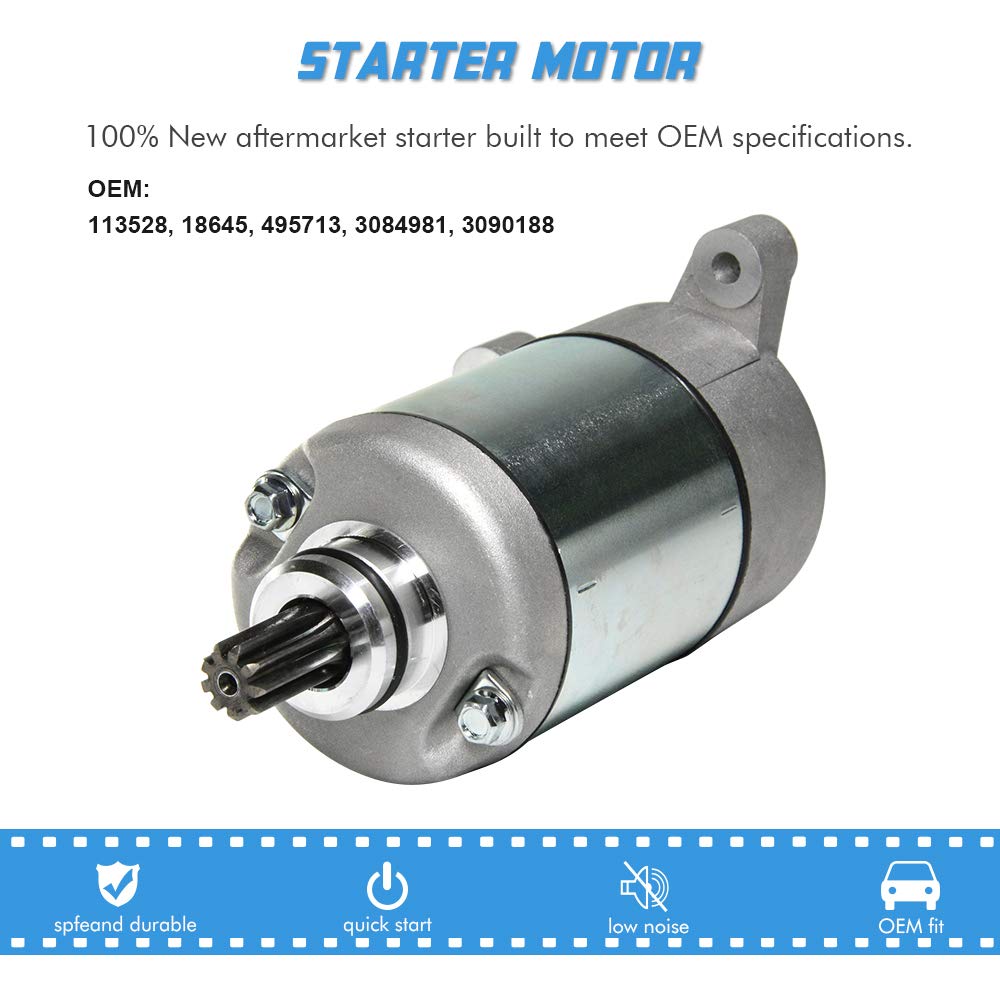 Starter Motor and Drive Combo Kit Replacement for Polaris 3090188 3084981 57-2688 Sportsmen Sportsman Ranger Magnum Trail Blazer