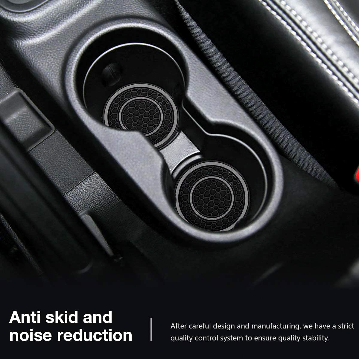 Auprite Car Cup Holder Coasters, 2 Pack Universal Auto Anti Slip Cup Holder Insert Coaster, Car Interior Accessories (Gray)