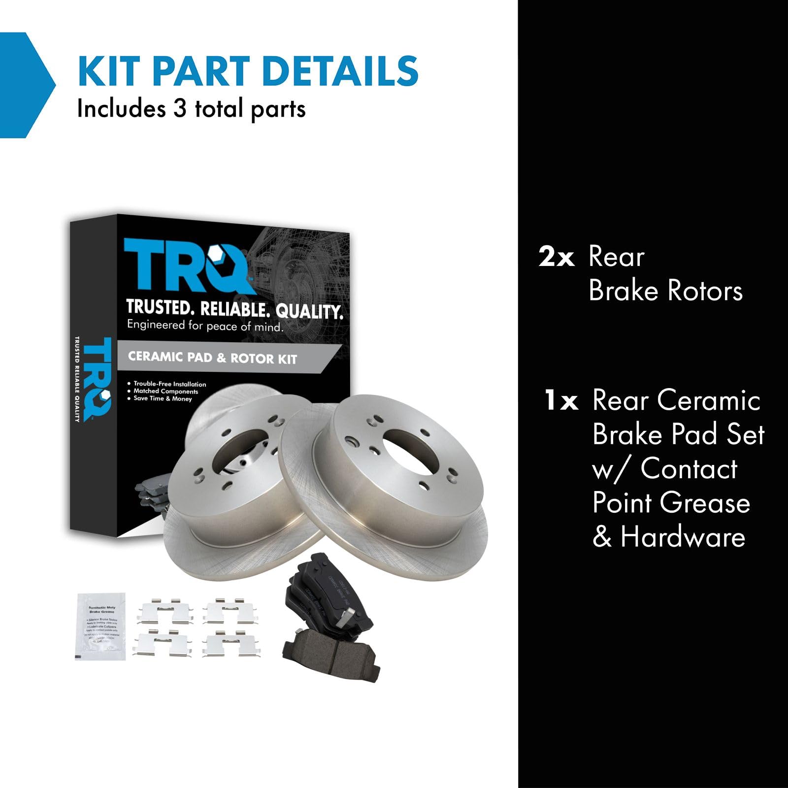 TRQ Rear Brake Pad & Rotor Kit Brake Pads Brake Rotor Ceramic Compatible with 2001-2006 Hyundai Santa Fe 2009 Tucson 2005-2010 K