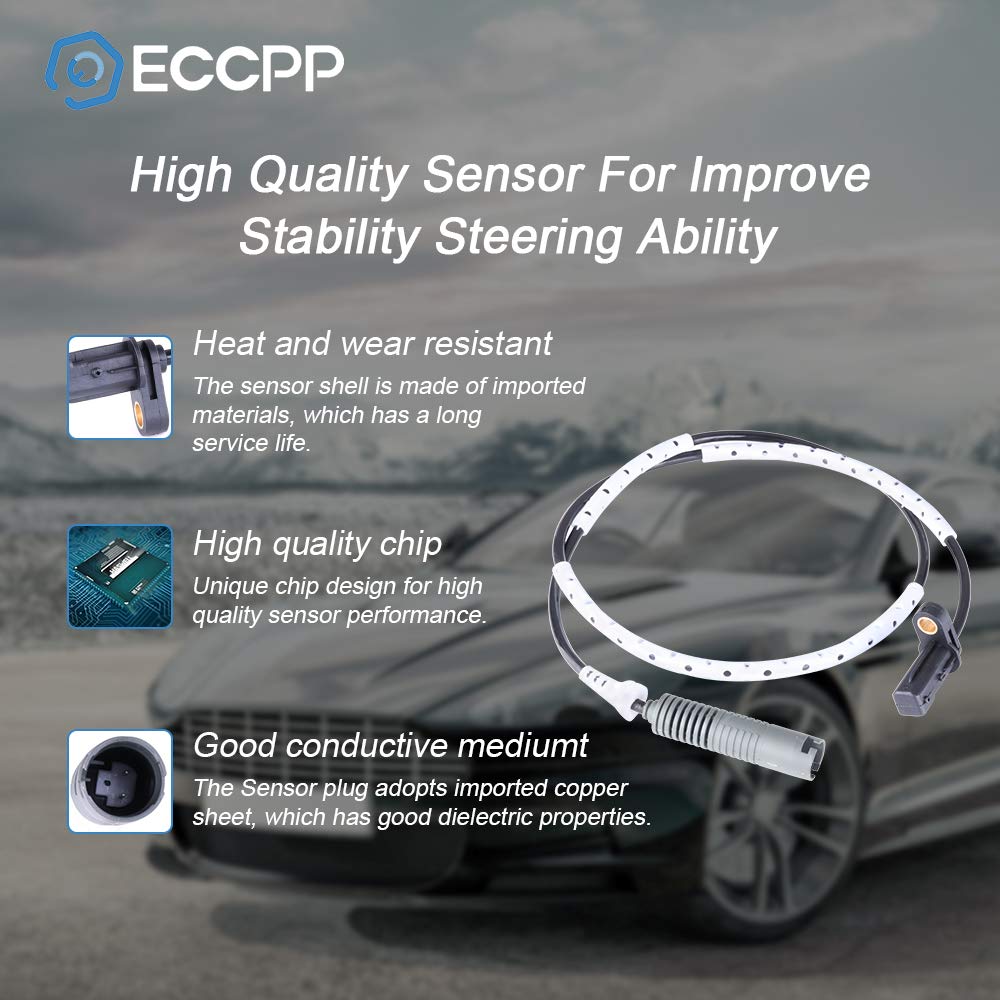 Eccpp Rear Left Right Abs Wheel Speed Sensors Compatible With 2009-2013 For Bmw 128I,2006-2011 For Bmw 323I,2006 For Bmw 325I/330I,2007-2011 For Bmw 328I,2011 For Bmw 335D Als449 Set Of 2
