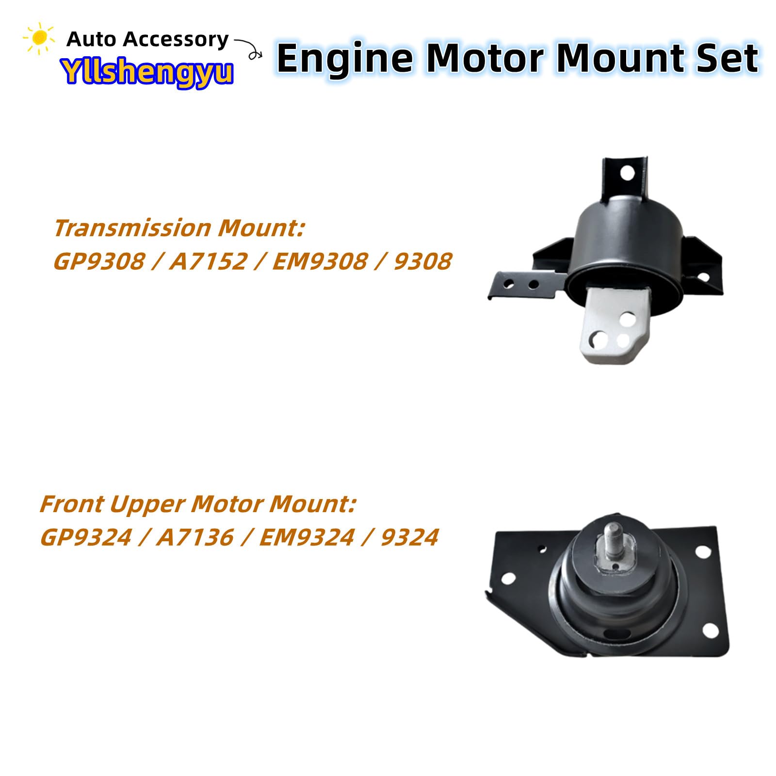 Yllshengyu Engine Motor Transmission Mount Set 4Pcs for Accent/Rio/Rio5 2006-2011 L4 1.6L Steel Rubber Replacement Models 9309