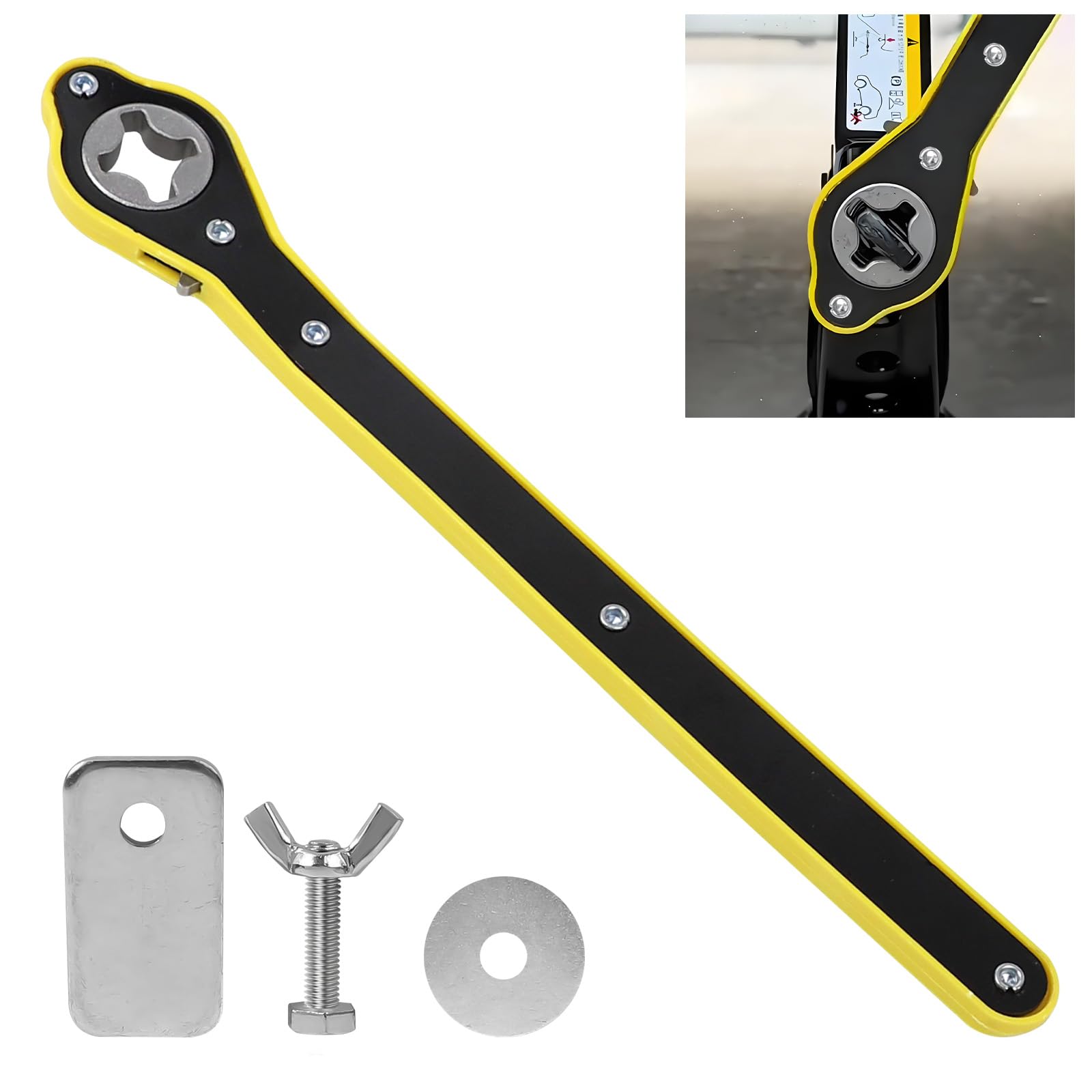 Hbxdeco Jack Ratchet Wrench, 360 Swivel Labor-Saving Car Scissor Jack Lug Wrench with Long Handle, Scissor Jack Lift Handle Tool