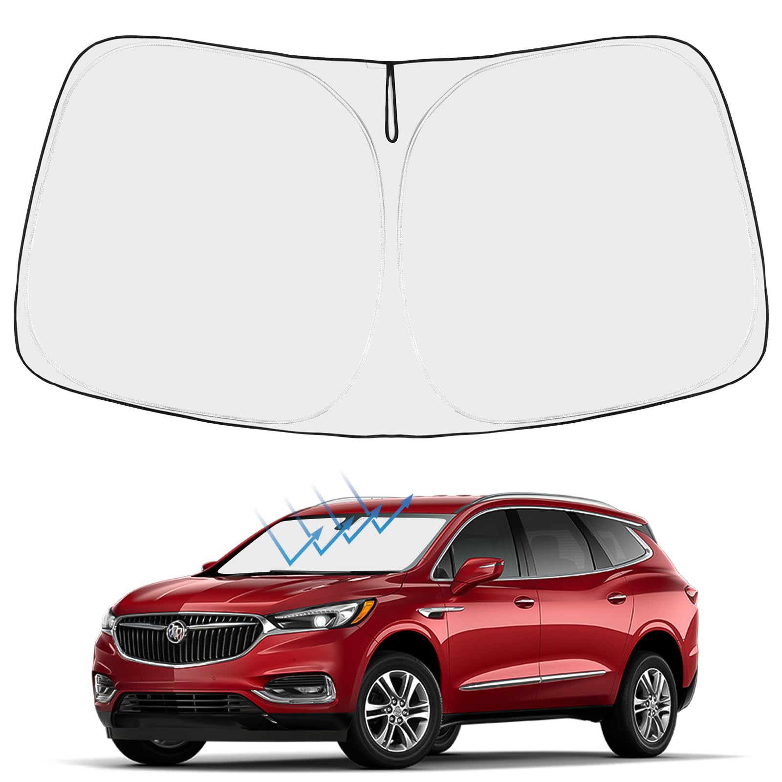 Proadsy Front Windshield Sunshade Foldable Sun Shade Sun Visor Protector Custom Fit 2018-2023 2024 Buick Enclave Preferred Essen
