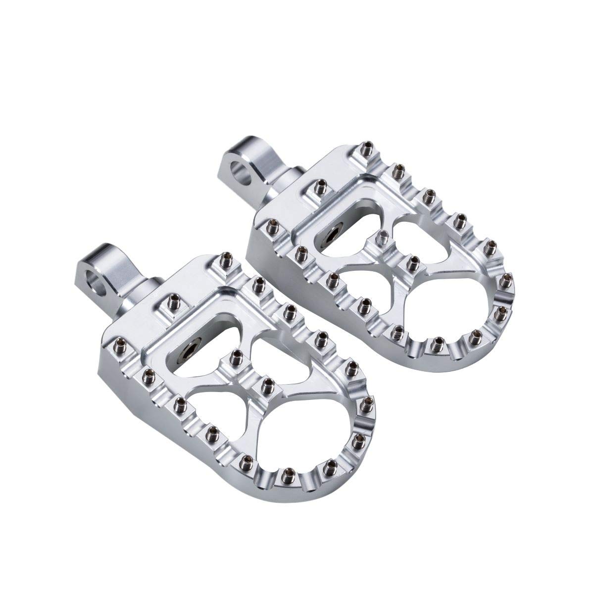Hopider Cnc Wide Foot Pegs 360° Roating Mx Chopper Bobber Style For Harley Dyna Sportster Fatboy Iron 883,Silver