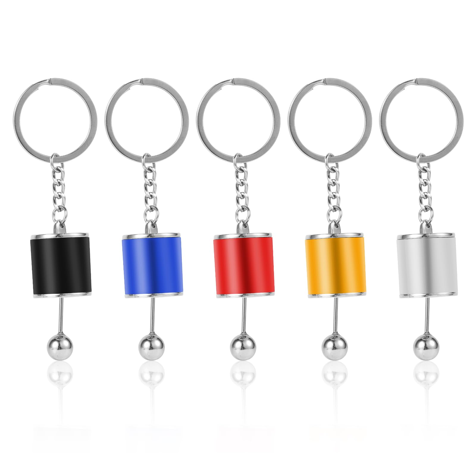 PEUTIER 5pcs Car Shifter Keychain, Metal Gearbox Keychain 6-Speed Manual Transmission Car Gear Shifter Keyring Creative Fidget T