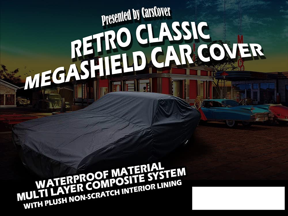 Carscover Retro Classic Megashield Car Cover Heavy Duty All Weatherproof Waterproof Automobiles Indoor Outdoor Snow Rain Dust Uv Protection Full Auto Vehicle Covers (Fit Up To 215 Inch Length)