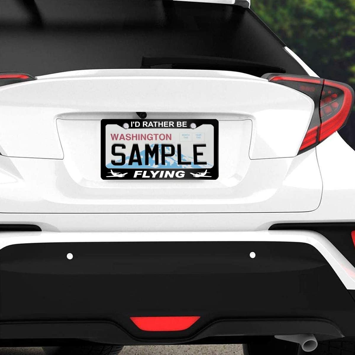 I'd Rather Be Flying License Plate Frame Stainless Steels Funny Black Car Tag Holder Frames with 2 Holes and Screws 12 x 6 Inch