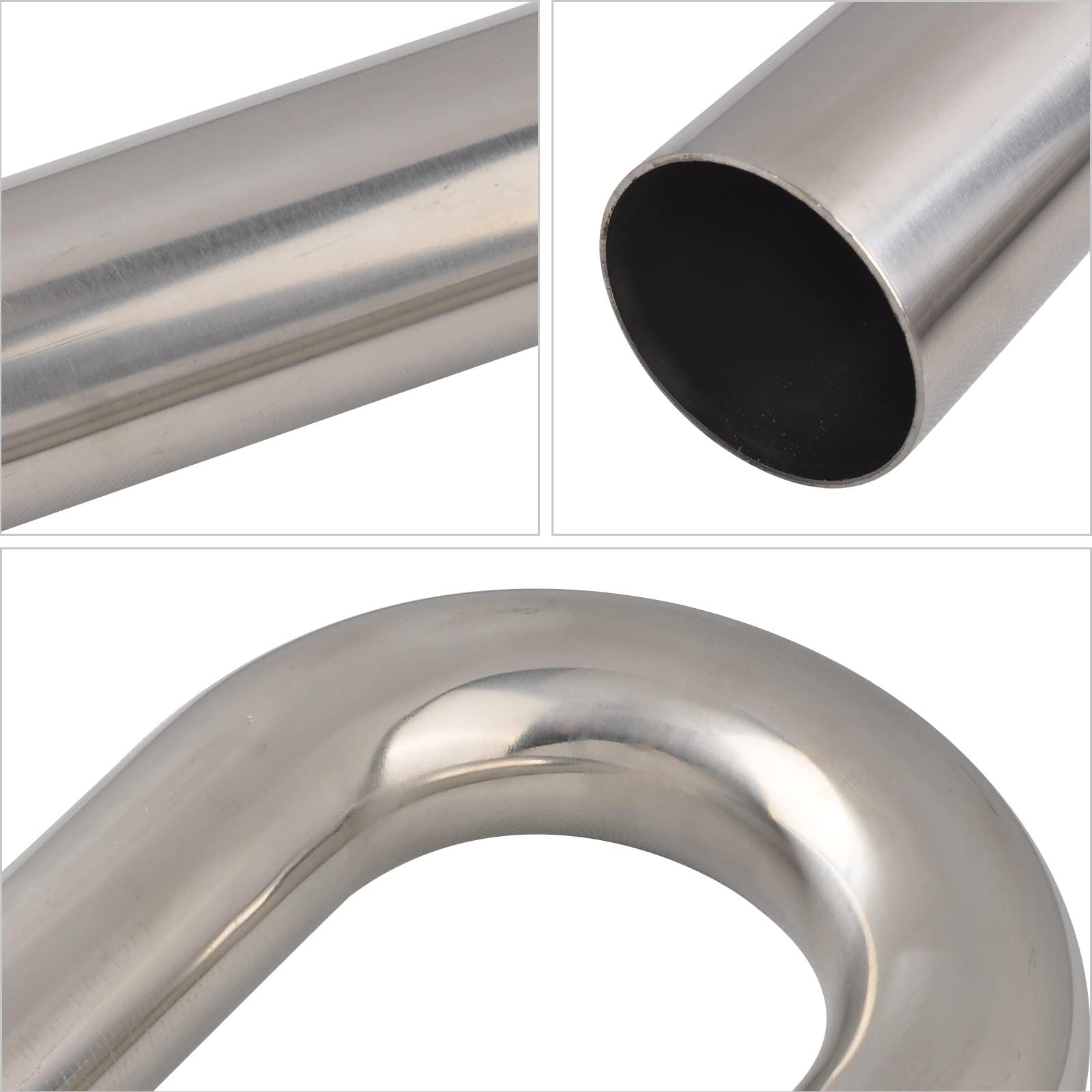Fgjqefg 2 Inch 180 Degree Diy Custom Mandrel Exhaust Pipe Tube Pipe, T304 Stainless Steel, Universal Fit, 22.82 Inch End To End Length, 2'' Od Mandrel Bend Pipe 2Pcs