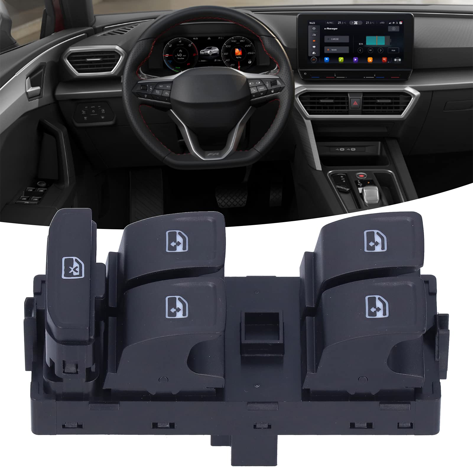Aramox Power Window Switch, Driver Side, Master Window Control Switch, 5G0 959 857 D 5G0959857 Fit For Atlas Cross Sport 2020, For Mk7/Mk7.5 2013-2021, For Sportsvan 2014-2020, For Atlas 2018