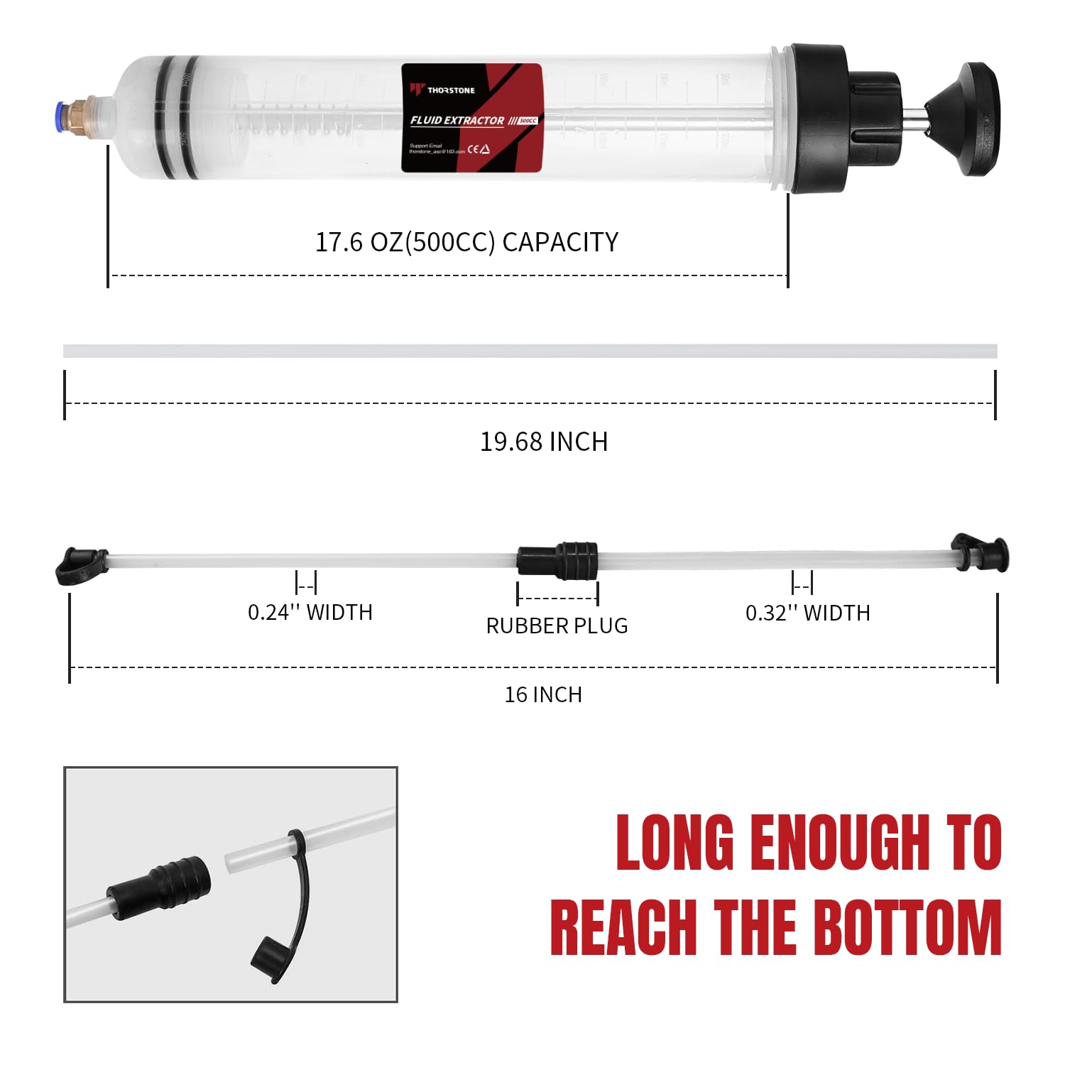 Thorstone Automotive Fluid Extractor Pump With Long Rubber Hose, Oil Change Syringe, Manual Fuel Suction & Filler, Fluid Oil Cha