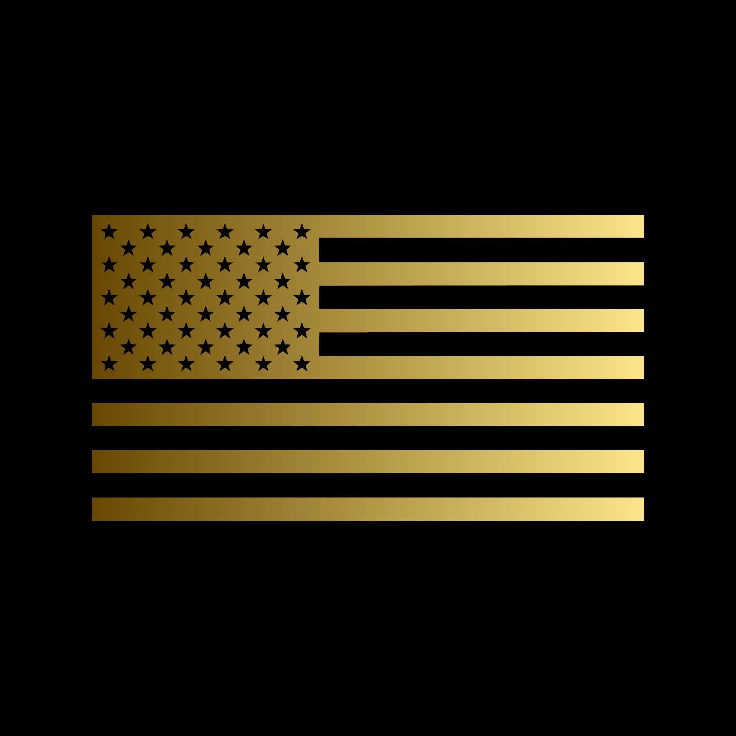 American Us Flag [Pick Color/Size] Vinyl Decal Sticker For Laptop/Car/Truck/Window/Bumper (3.5In X 2In, Metallic Gold)