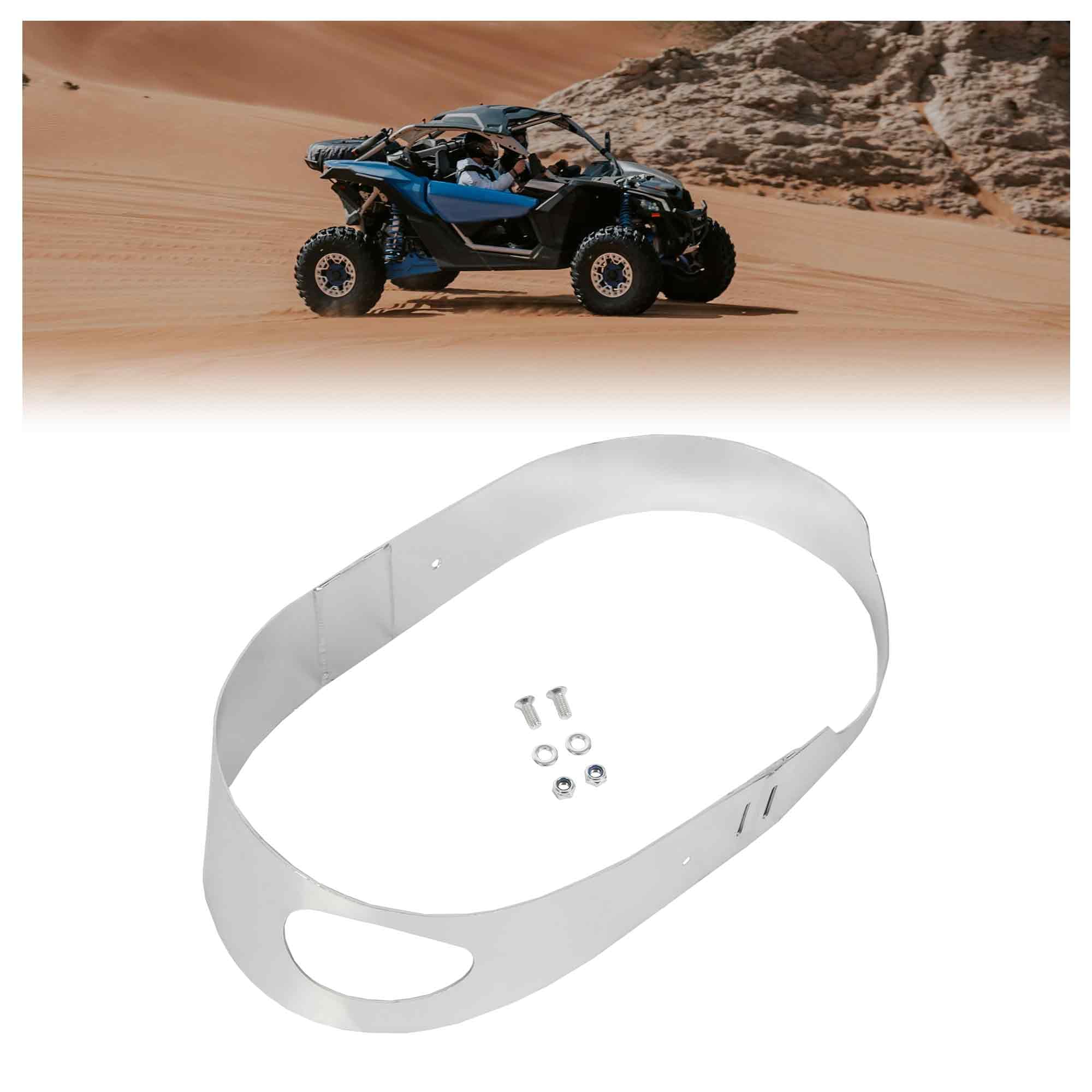 ECOTRIC Clutch Cover Belt Guard Protector for 2017-2023 Can Am Maverick X3, Aluminum, Medium, Silver, Model VC-LYMM-044