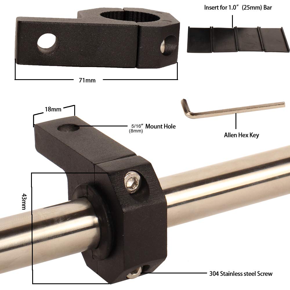 House Tuning 1 Inch Bar Clamp-Pack 4 Roof Rack Bar Mounts Tube Clamps Horizontal Bar Clamp Mounting Bracket For Motorcycle Atv U