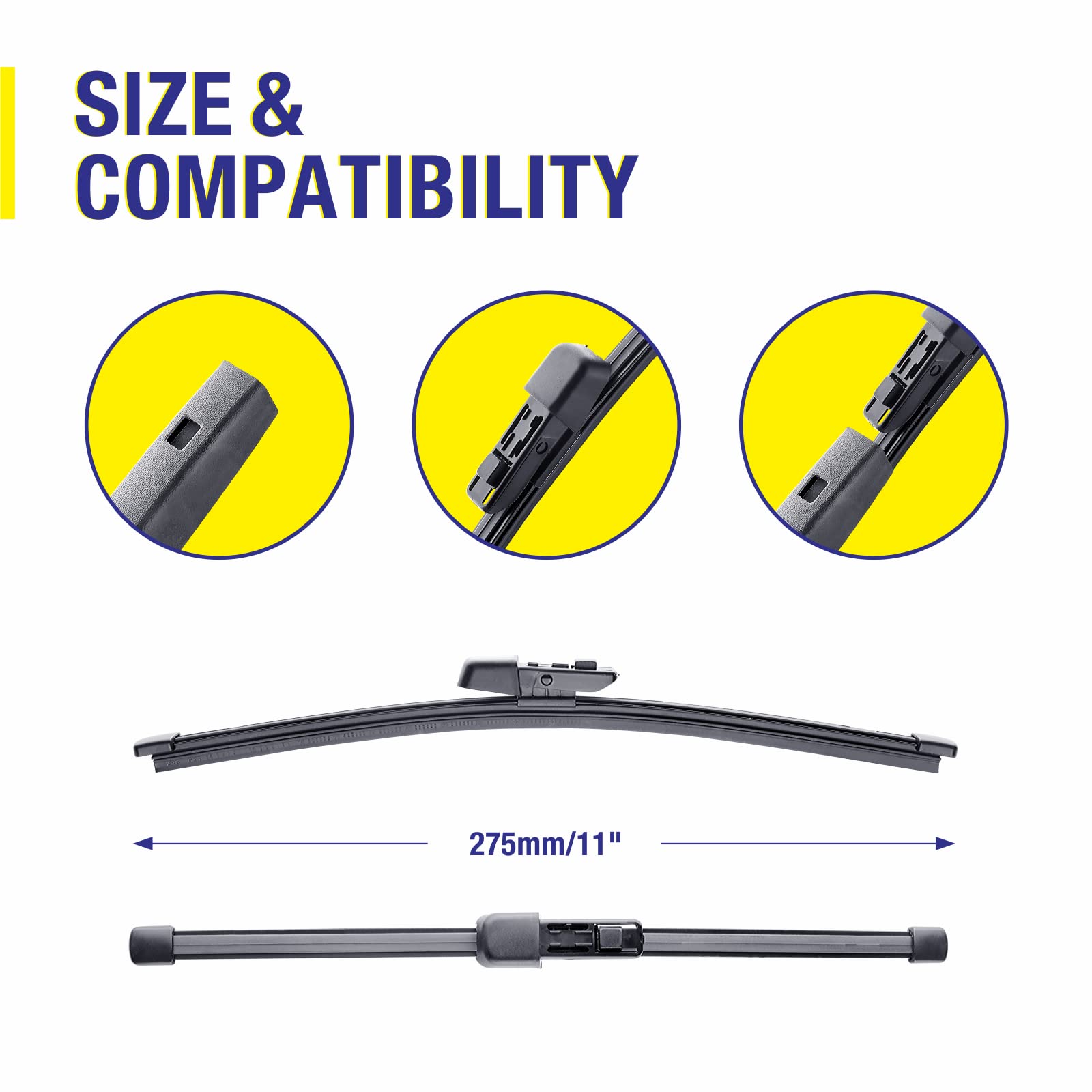 5 Plus Rear Wiper Blade 11 Inch(A282H) Original Equipment Replacement For Volkswagen Golf 2010-2019 Gti 2021-2010 Atlas 2021-201