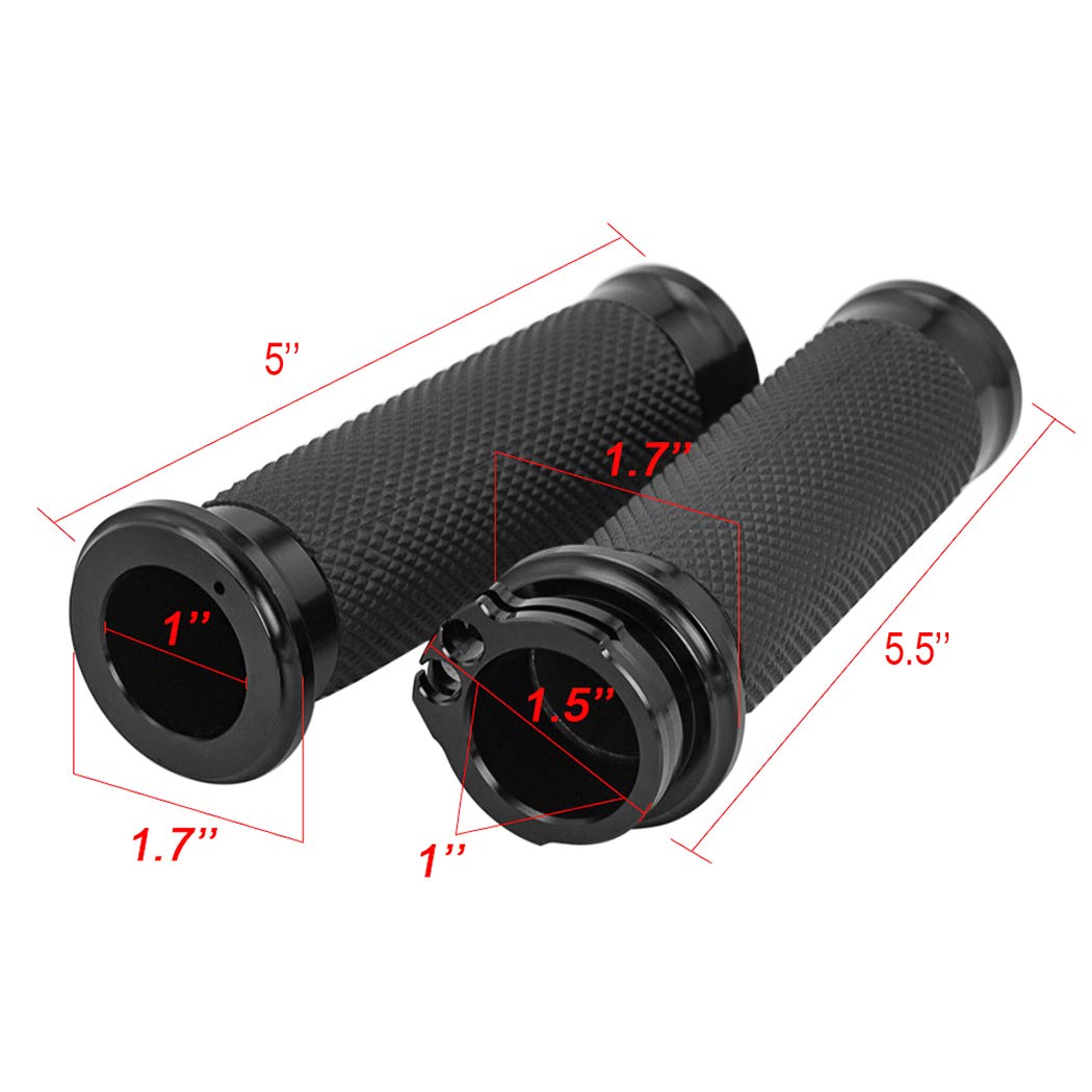 Benlari Black Hand Grips 1 Inch Motorcycle Handlebar Grips Cable Throttle Compatible For Harley Davidson Sportster Touring Dyna