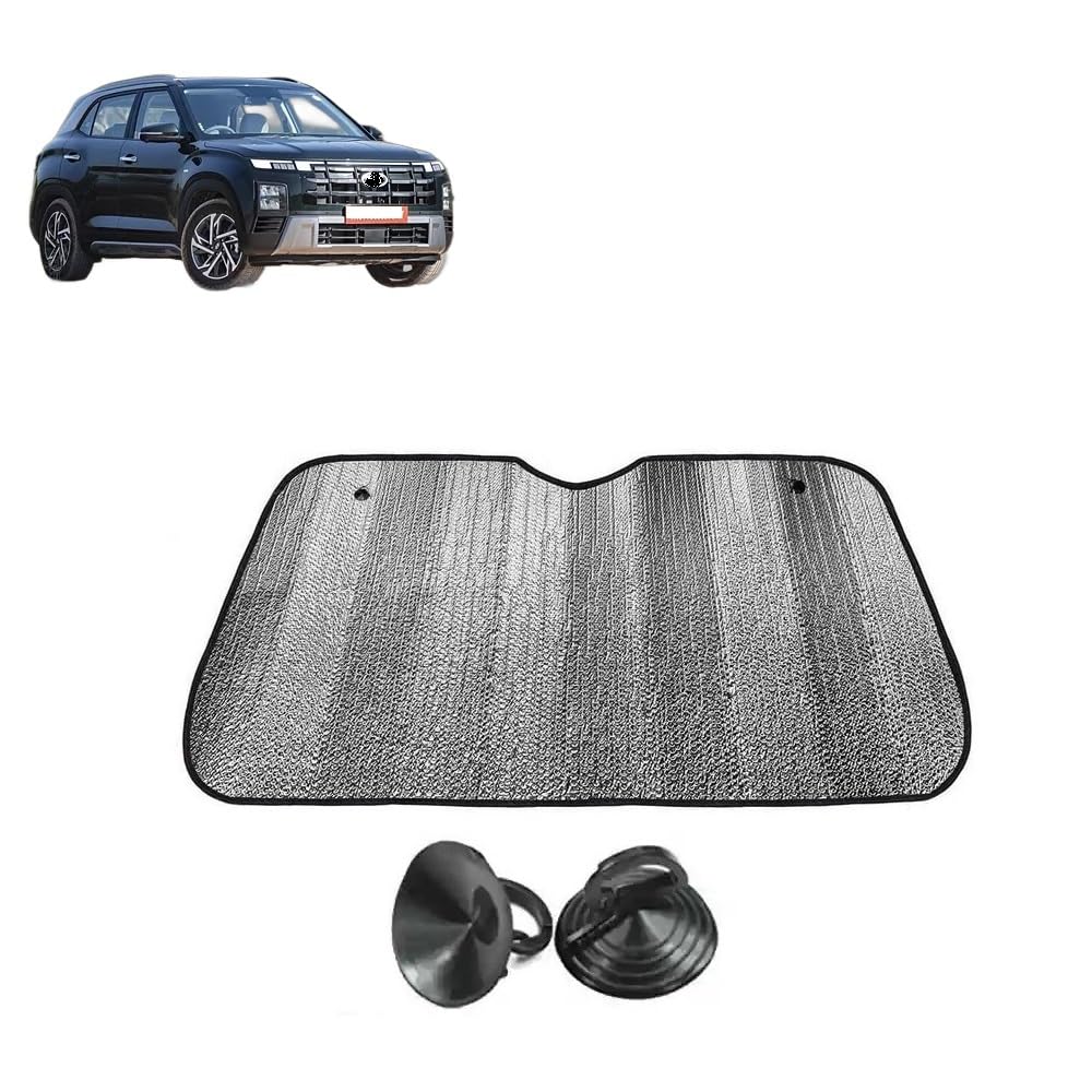 Car Windshield Sun Shade UV Rays Protector Silver Sunshade Solar Reflective Suitable for H y u n d a i Creta 2024 Onward