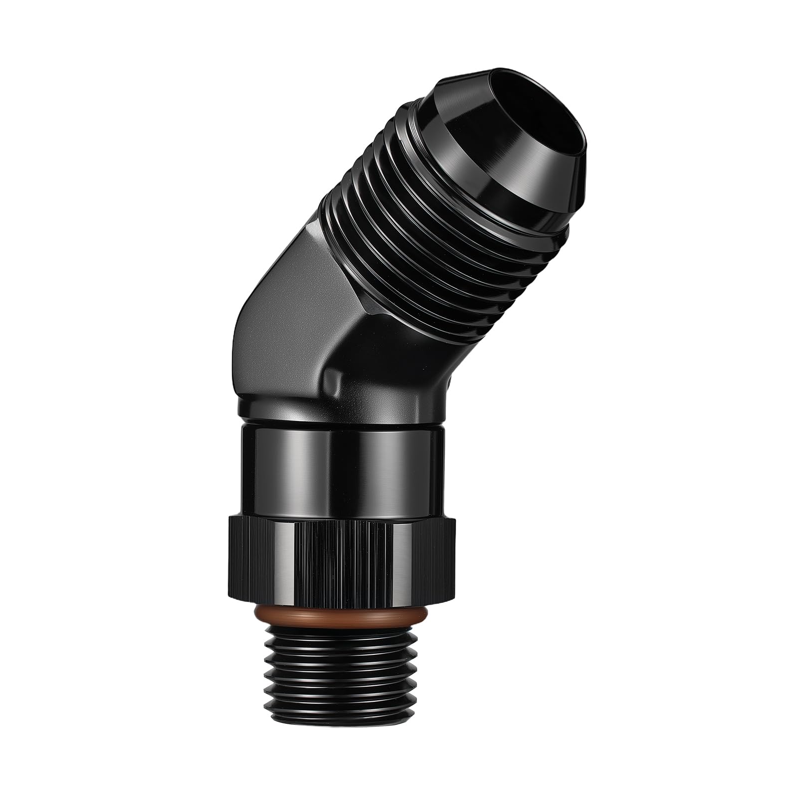 EVIL ENERGY 8AN Flare to 6AN ORB Male Swivel Adapter Fitting 45 Degree Black 1PC