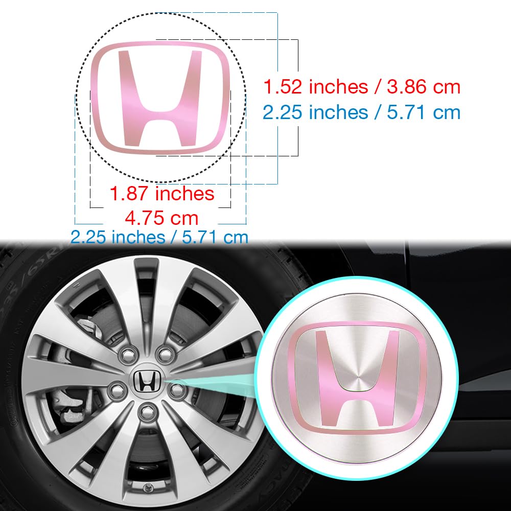 IPG Civic Accord CRV VTEC Si Logo Stickers, 2.25" Inner Cap, Pink Pearl, Vinyl (4 Units)