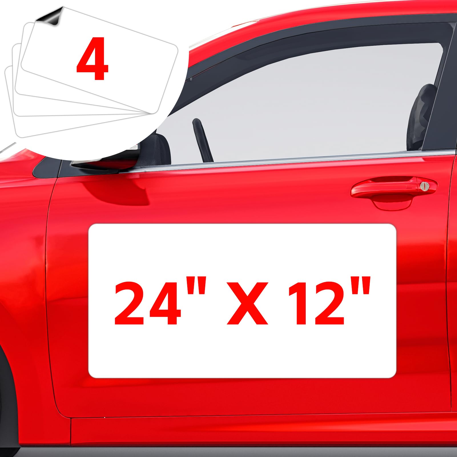 4 Pack Blank Car Magnets, 24  x 12  Car Door Magnets Signs, Rounded Corners Magnetic Vehicle Sign for Car to Advertise Business 