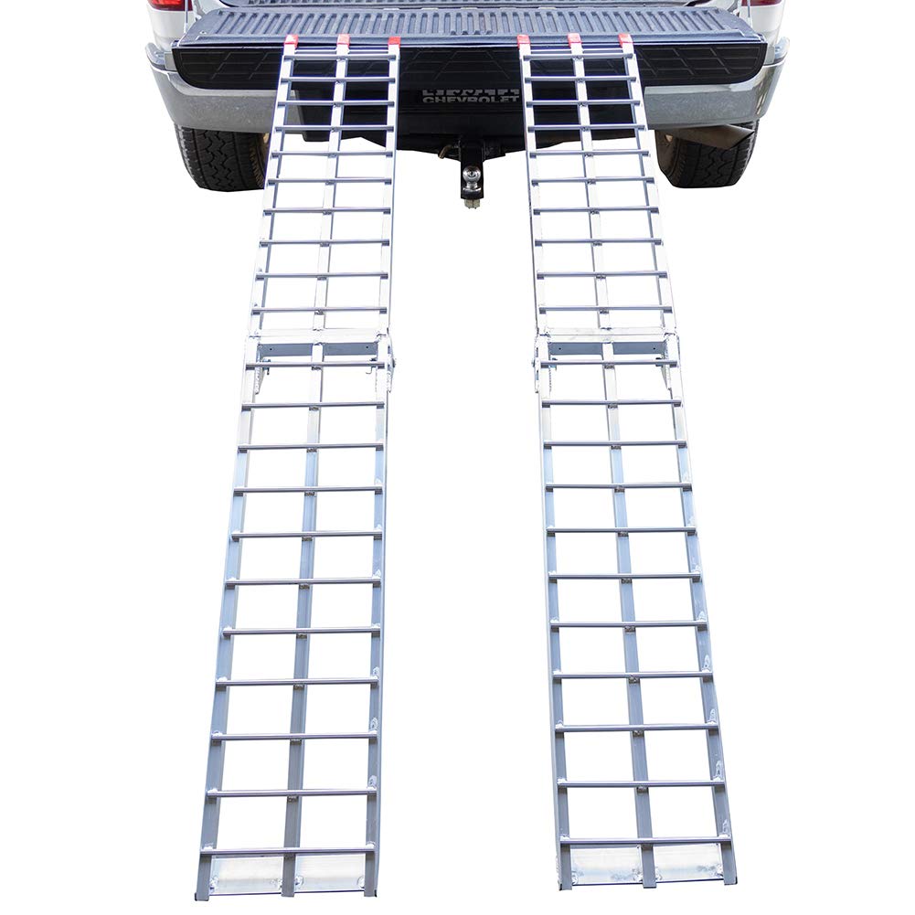 Pit Posse Aluminum Folding Loading Ramps 89" 1500Lbs Rated for ATV, Lawn Mower, Motorcycle - Silver, Model PP2755P