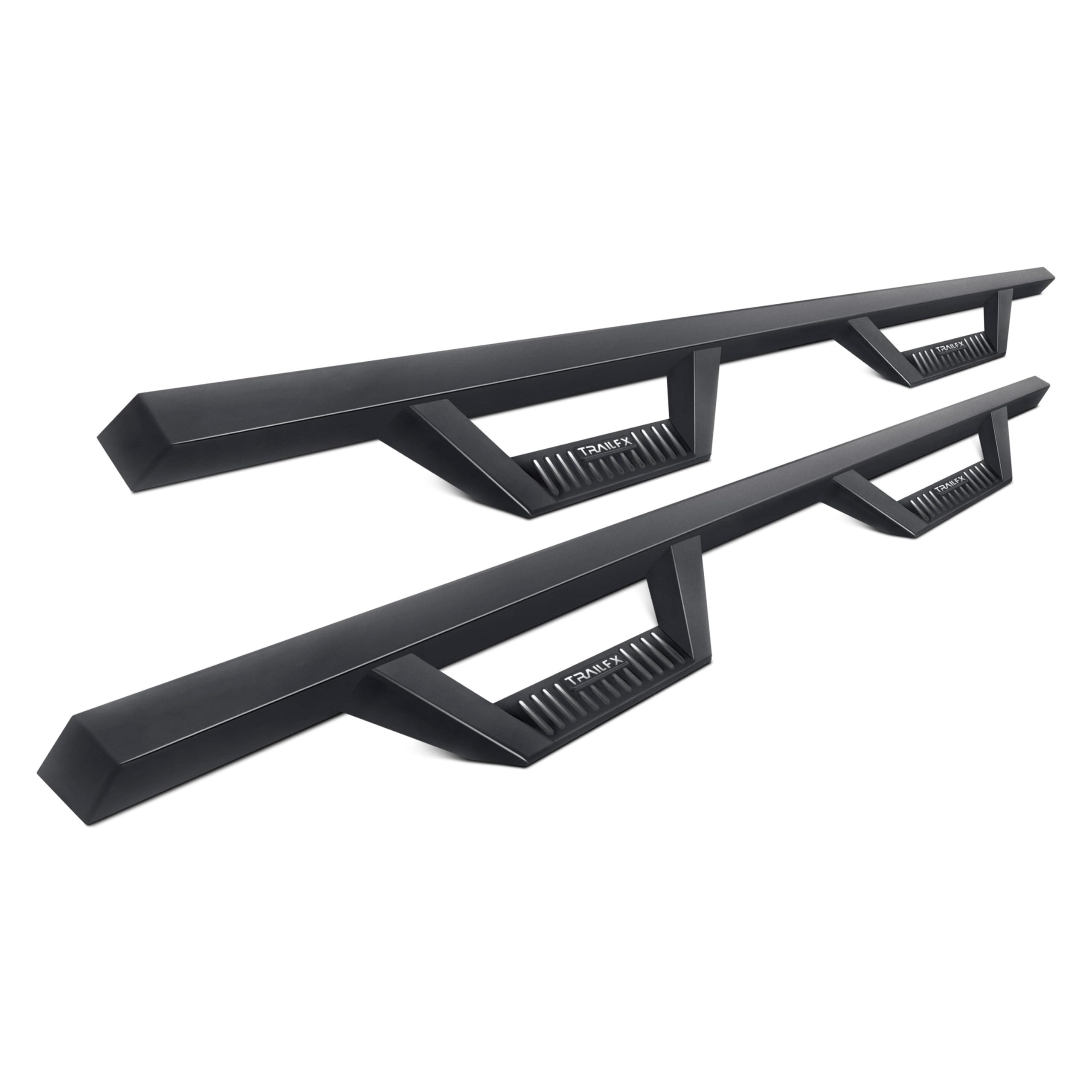 TrailFX Drop Down Nerf Bars Step Bars for Ford Ranger SuperCrew 2019-2023 Powder Coated Matte Black Steel Rocker Panel Mount Inc