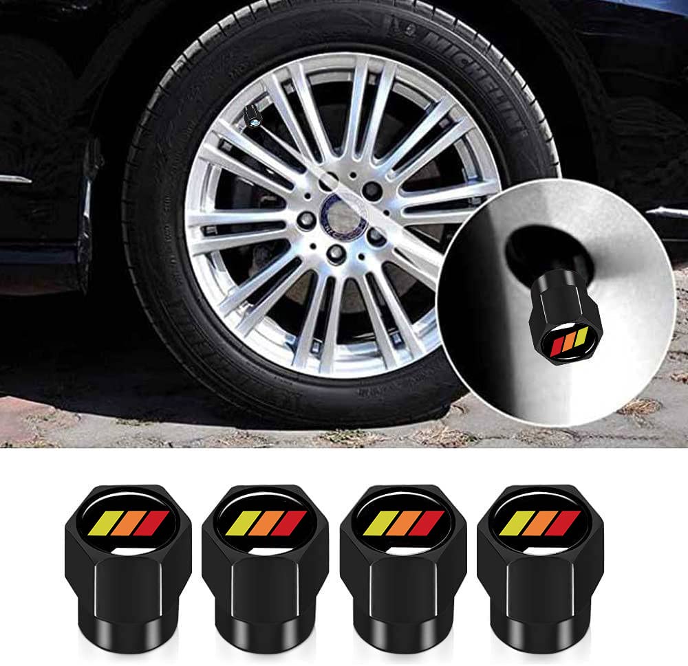 DAOPERS Aluminum Alloy Tire Valve Stem Caps - 4Pack, Tri-Color, Metal, Model CHAXEL for Toyota Tacoma 4Runner Tundra Rav4 Highlander