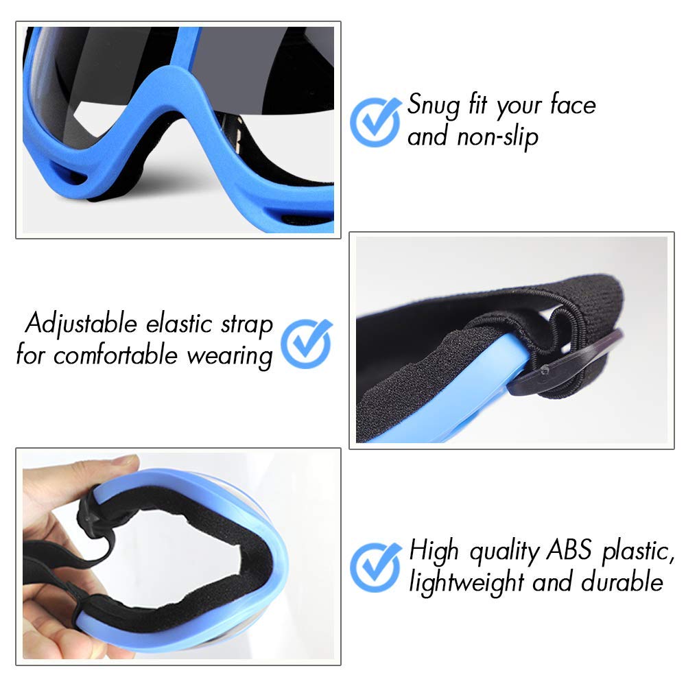 POKONBOY Protective Goggles & Safety Glasses - 2 Pack with Bandanas, Red & Blue, Compatible with Nerf Game Battle for Kids