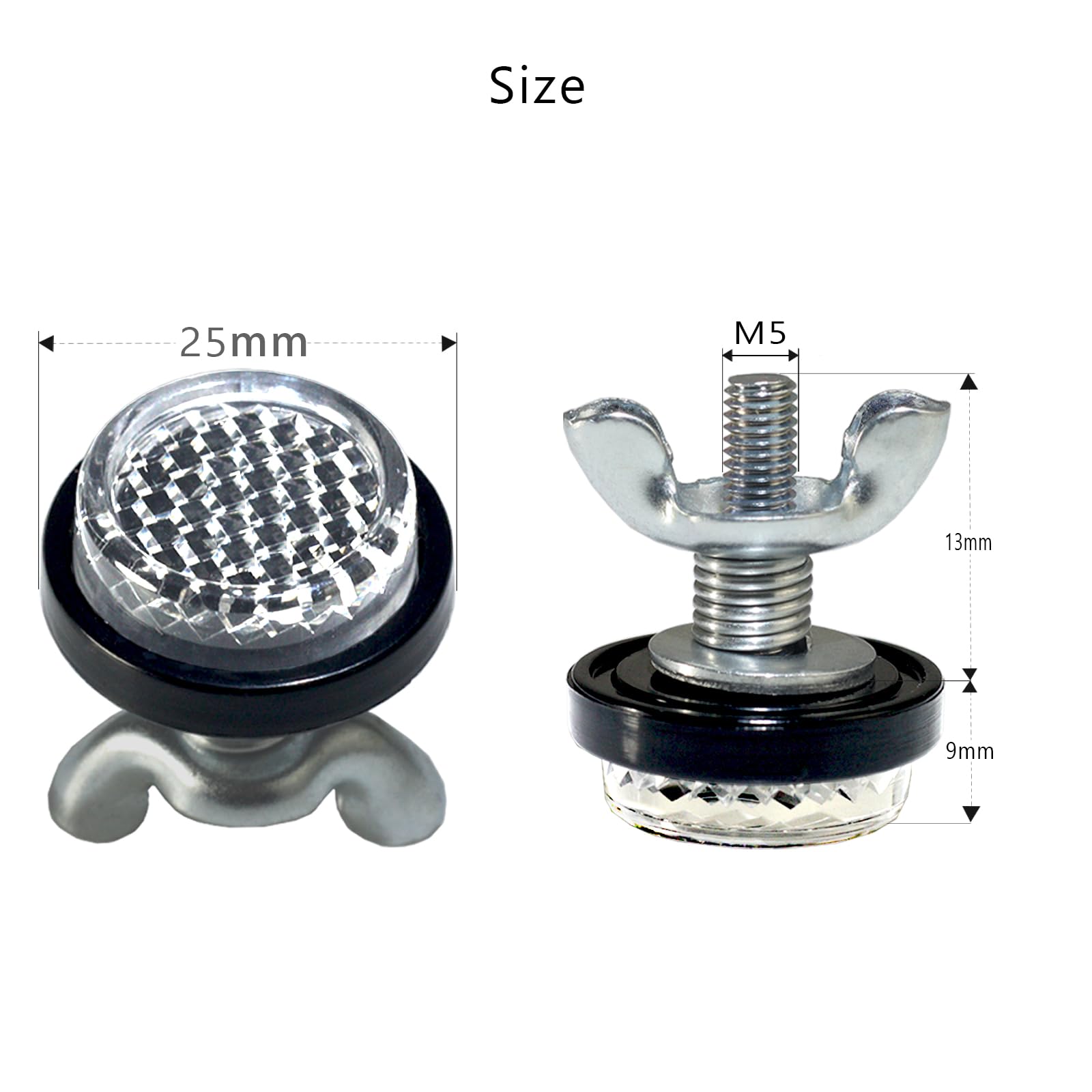 LordandLand Motorcycle License Plate Bolts and Nuts - White Reflector, Model A24AR06X3LL