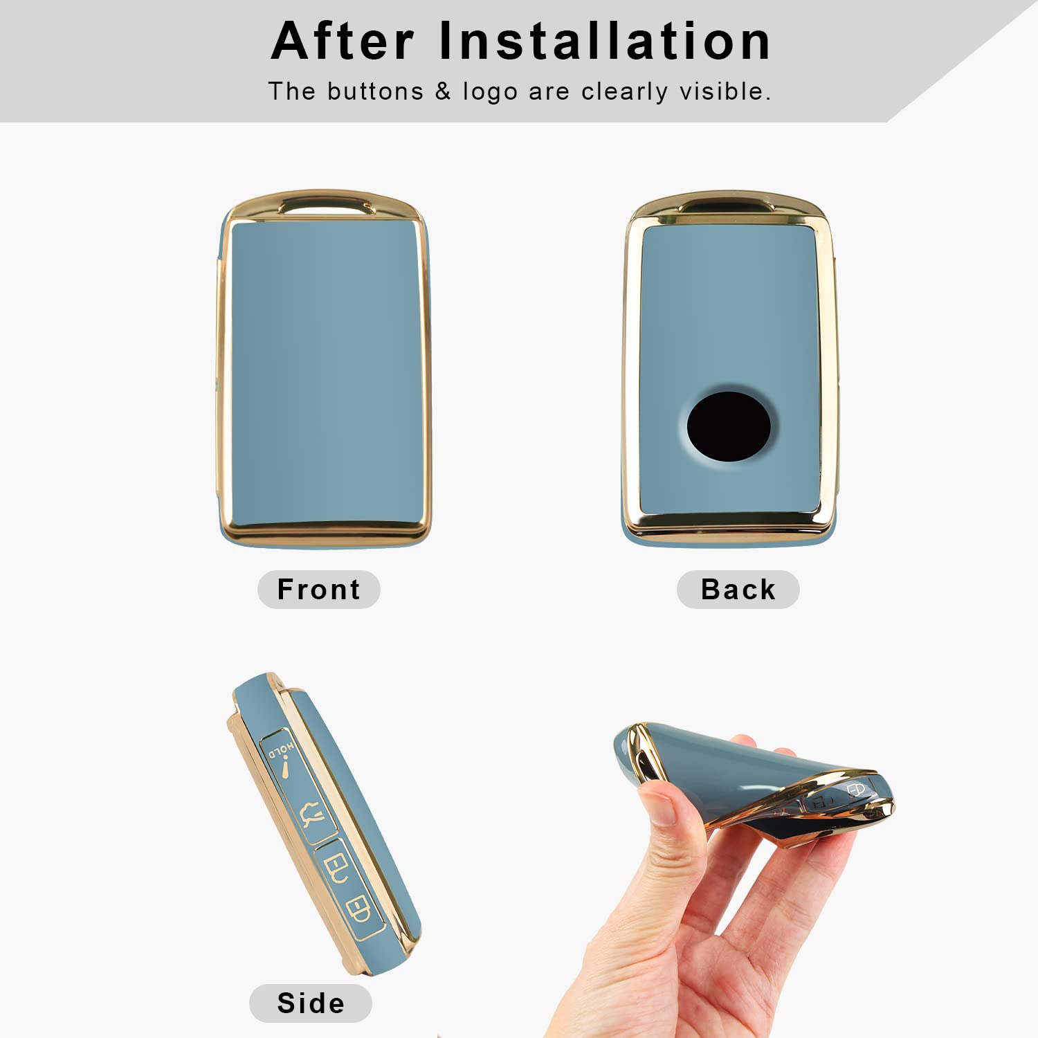 QBUC Mazda Key Fob Cover Case - TPU, Small, Blue, Fits 2019-2023 Mazda 3/6, CX-5/9/30 (2/3/