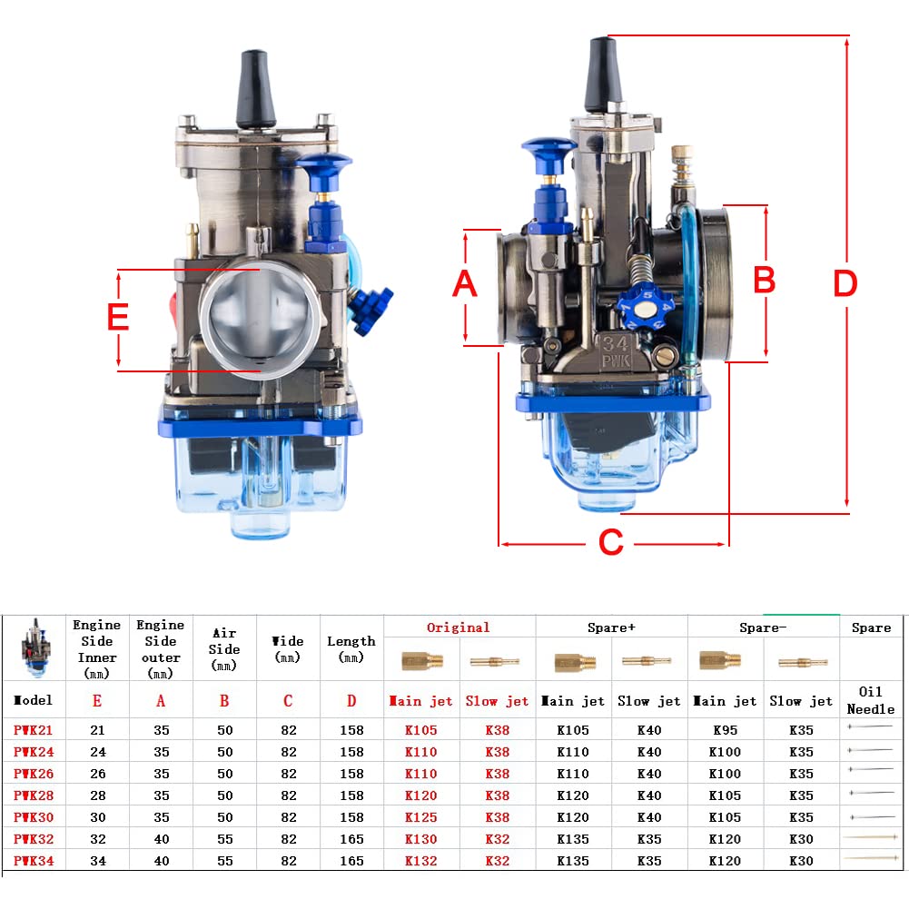 Pwk Carburetor 28Mm Performance Upgrade Racing Carburetor With Carb Jets Universal 125Cc To 200Cc 2T 4T Engine Dirt Bike Motocro