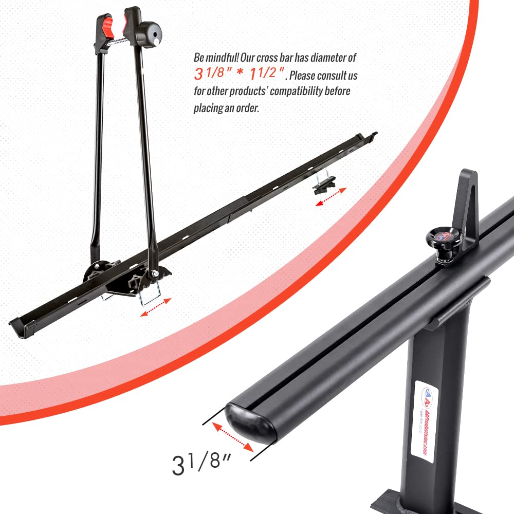AA-Racks Low-Profile Aluminum Pick-Up Truck Ladder Rack APX2502-BLK 71" Black