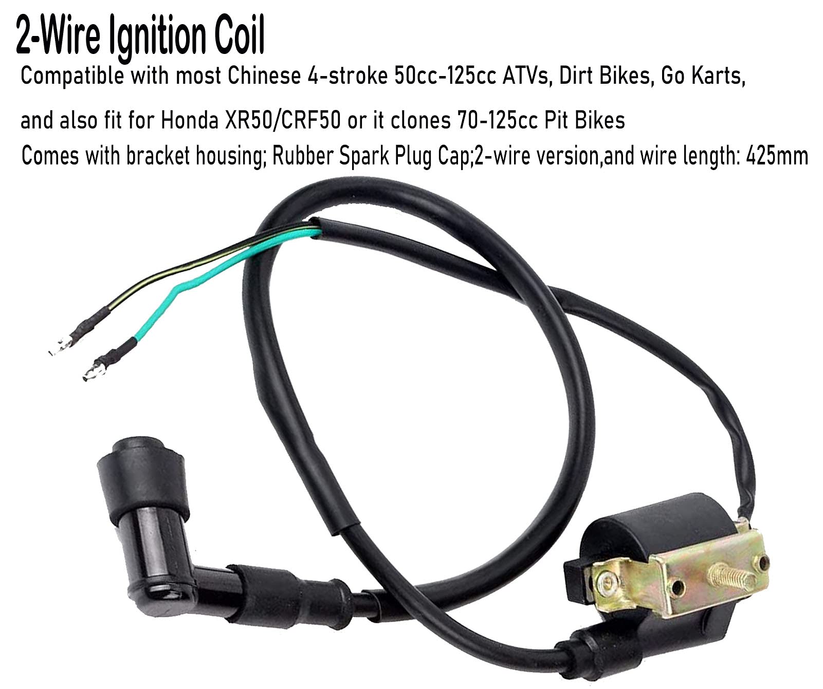 BOOTOP PIN ATV Wiring Harness Kit for Taotao 50cc 70cc 110cc 125cc - Complete Wiring with Stator Coil, CDI, Solenoid Relay