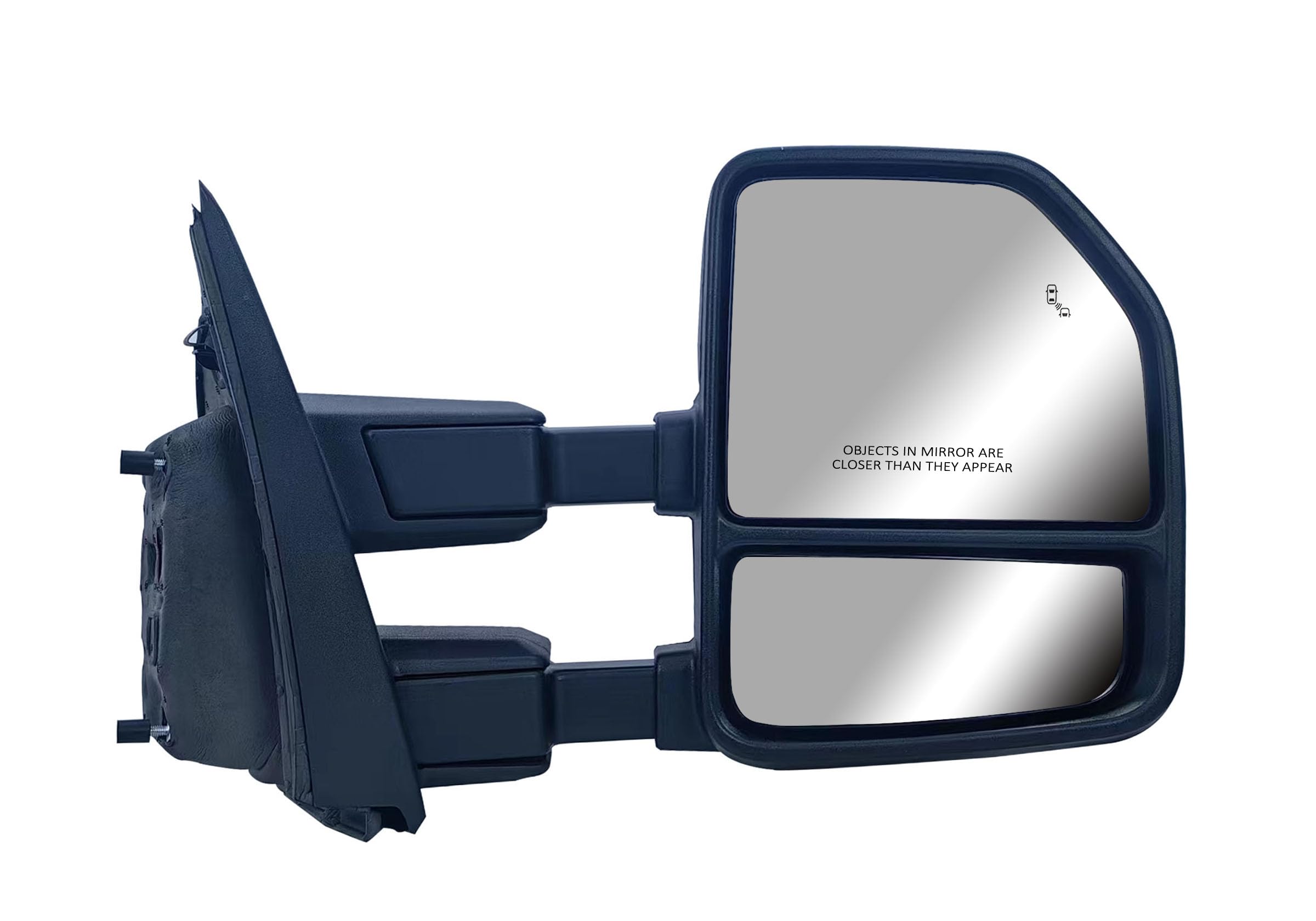 Passenger Right Side Door Towing Mirror Power and Heated with Signal Light and BLIS Textured and Chrome Back Cover For Ford F-15