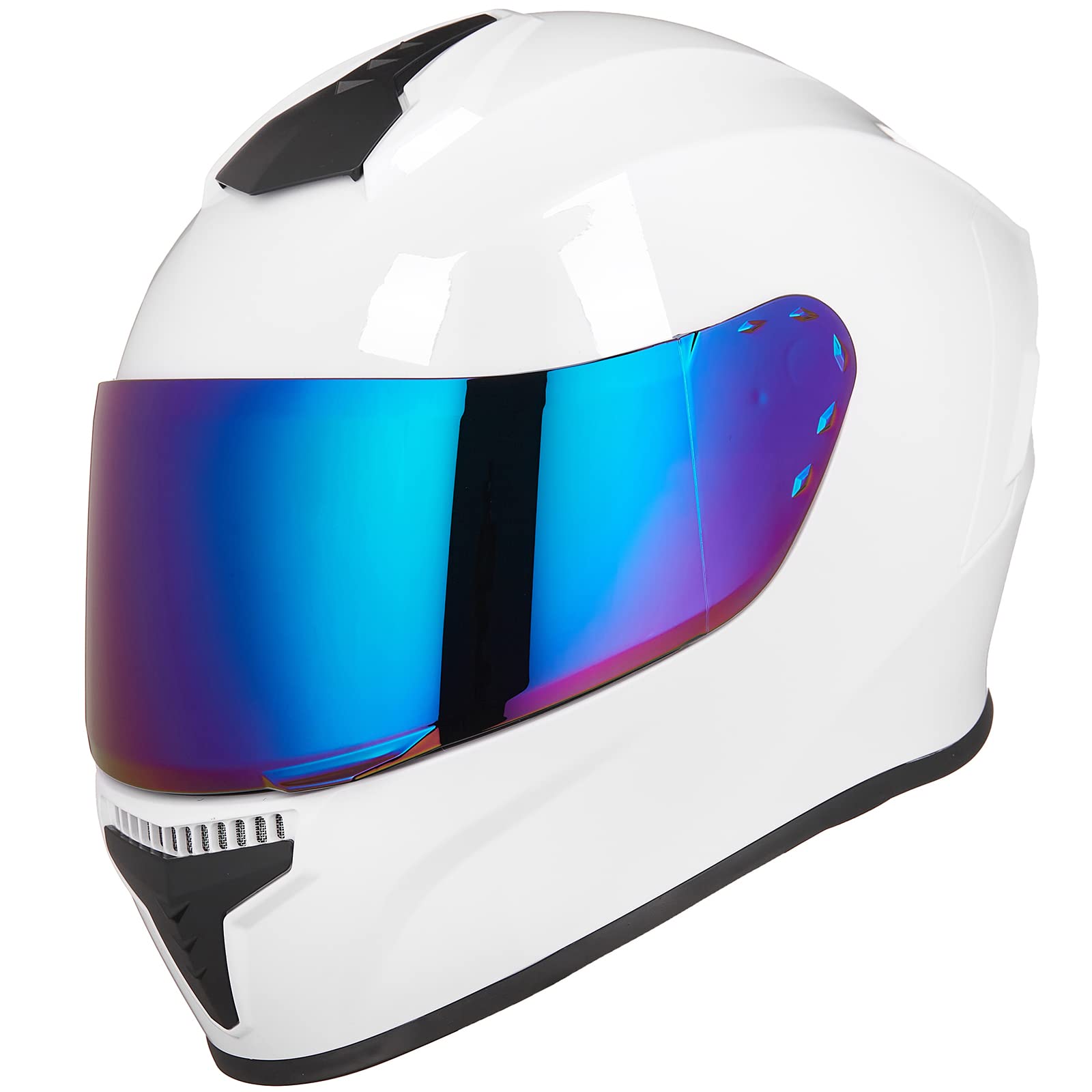 Auboa Full Face Motorcycle Helmets For Adults Men And Women Dot Street Bike Racing Helmet With Tinted Visor Model Md-813 (White,