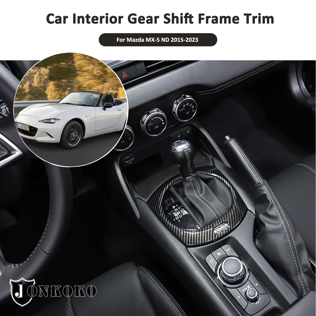 Car Interior Gear Shift Frame Trim Sticker For Mazda Mx-5 Nd 2015-2023 Center Console Panel Trim Cover Interior Accessories (Carbon Fiber)