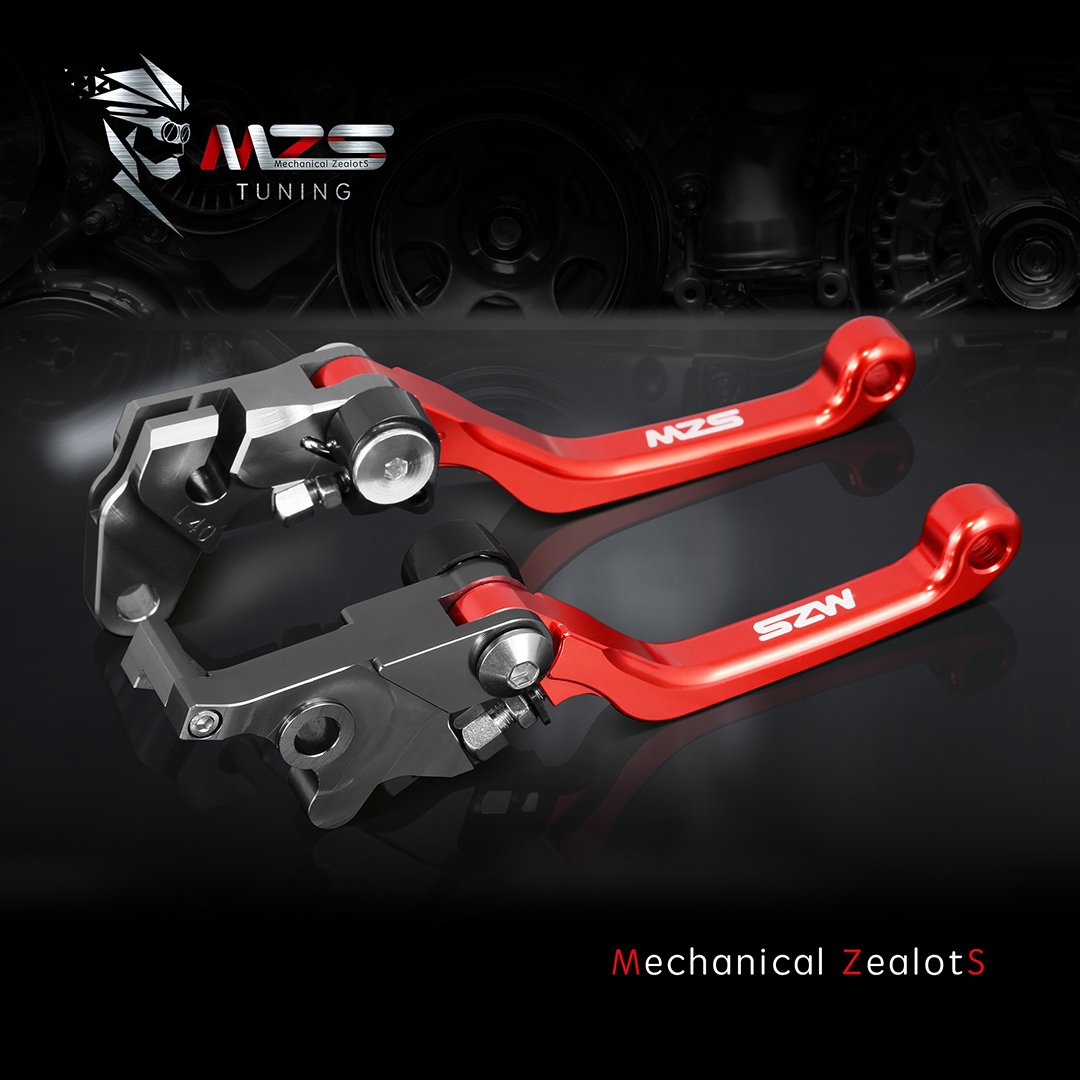 Mzs Red Dirt Bike Brake Clutch Levers Pivot Adjustable Cnc Compatible With Cr80R Cr85R 1998-2007 / Cr125R Cr250R 1992-2003 / Crf