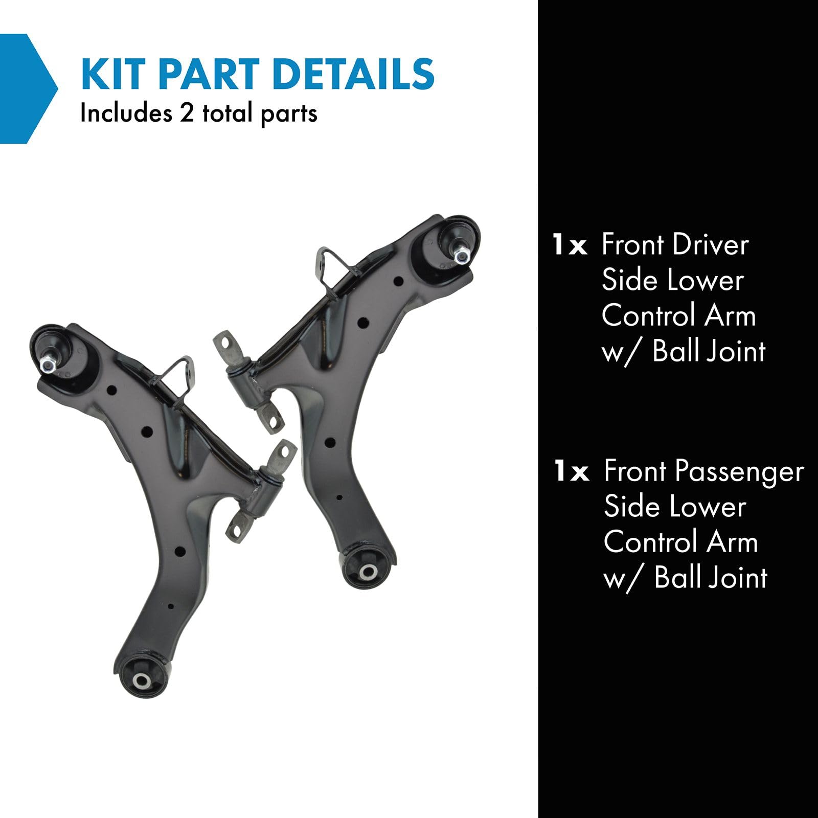 Trq Front Lower Control Arm With Ball Joint Set Compatible With 2001-2006 Hyundai Elantra