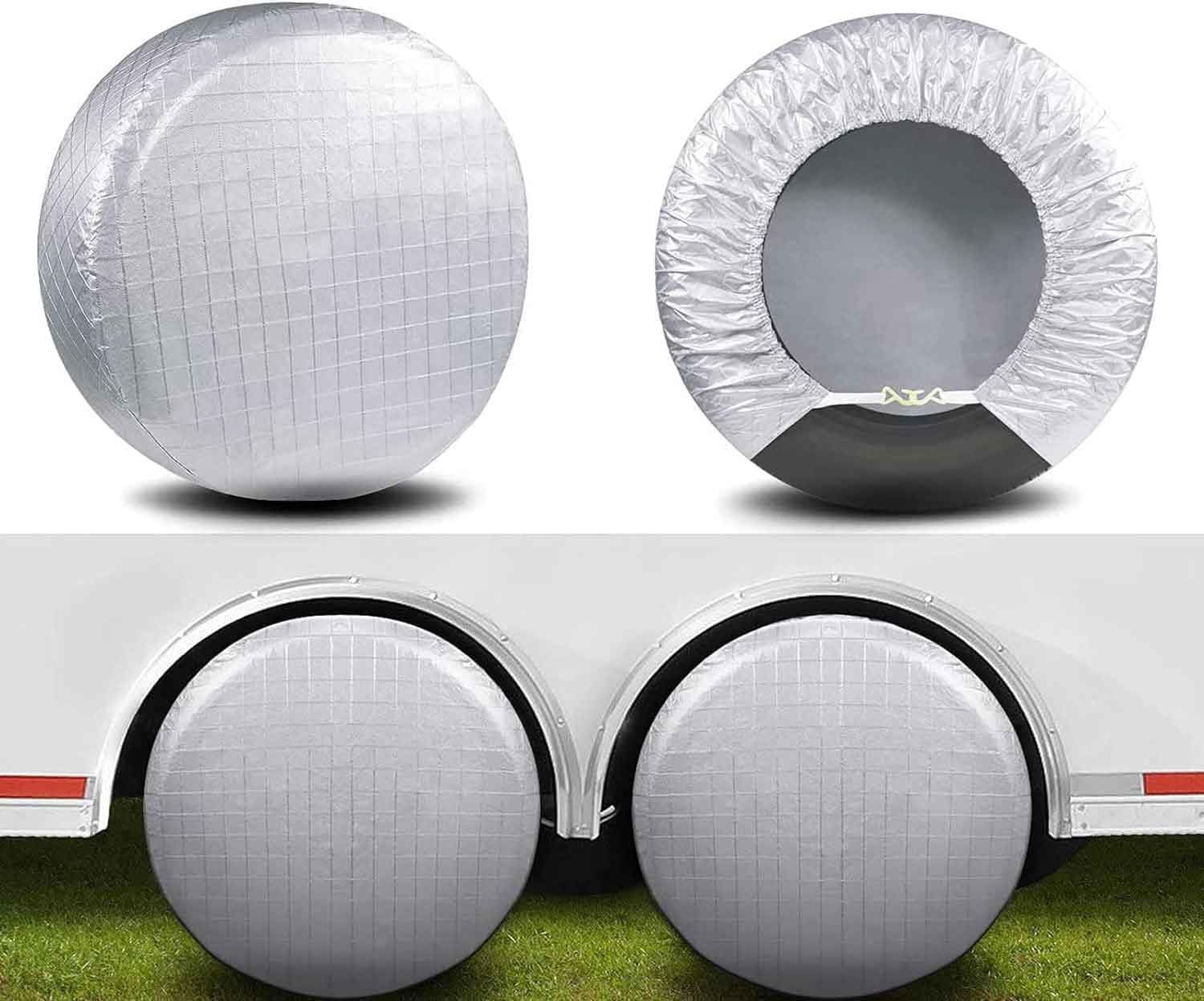 Amfor Tire Covers Set of 4, Waterproof Anti-UV Sun Snow Rain Tire Covers for Trailers, RV, Camper, SUV, Truck, Fits 27-29 Inch T