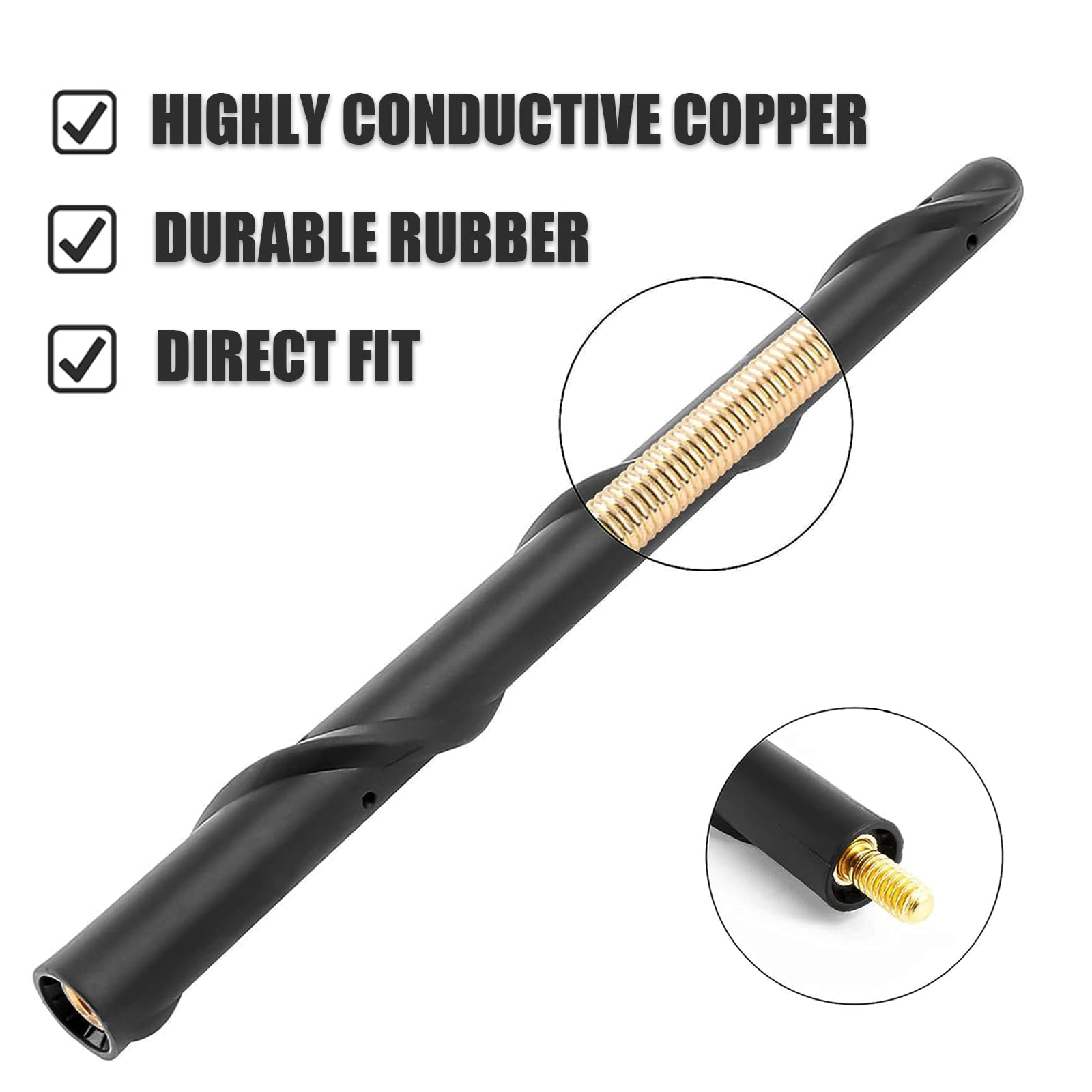 KSaAuto Short Stubby Antenna for Ford Bronco 2021-2025, 7 Inch, Black, Replacement Accessory