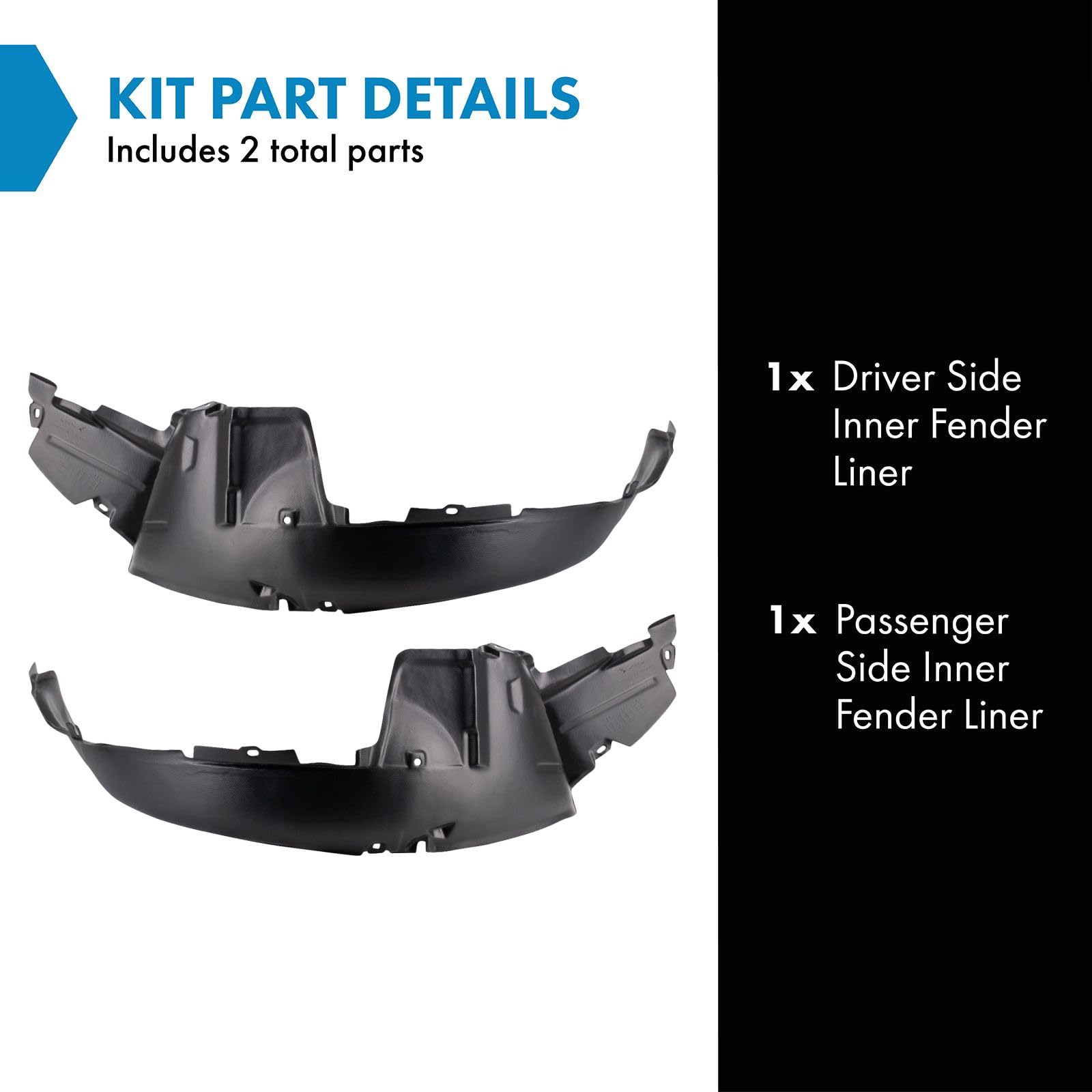 Trq Inner Fender Liner Set Compatible With 2002-2005 Hyundai Sonata Hy1248108 Hy1249108