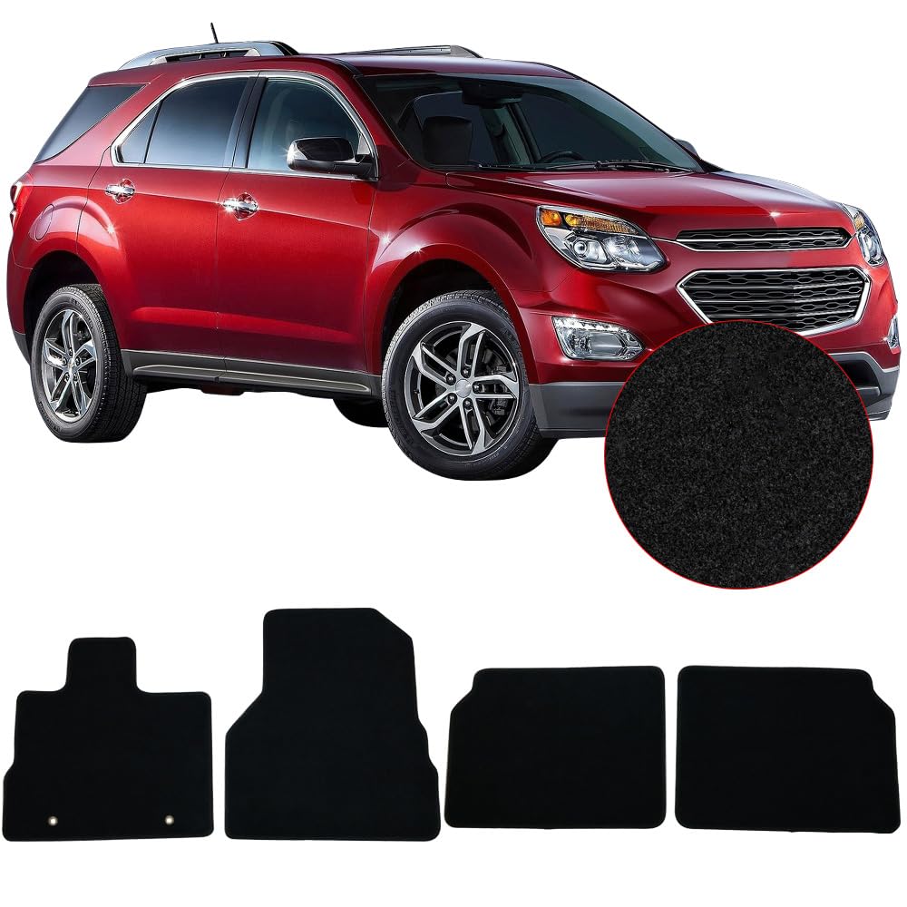 Floor Mats Compatible with 10-17 Chevy Equinox, Black Nylon Flooring Protection Interior Carpets by IKON MOTORSPORTS, 2011 2012