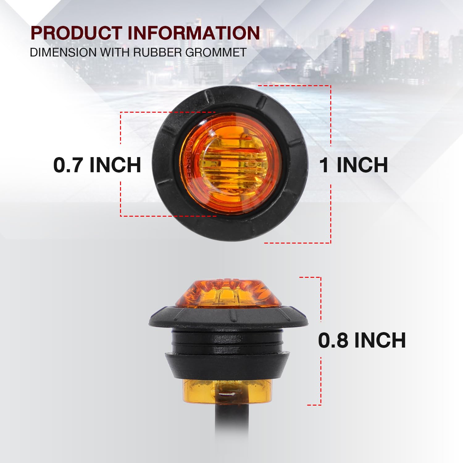 Tmh (Pack Of 20 3/4 Inch Mount Amber Led Clearance Bullet Marker Lights, Side Led Marker Lights For Trailer Truck Rv Car Bus Van