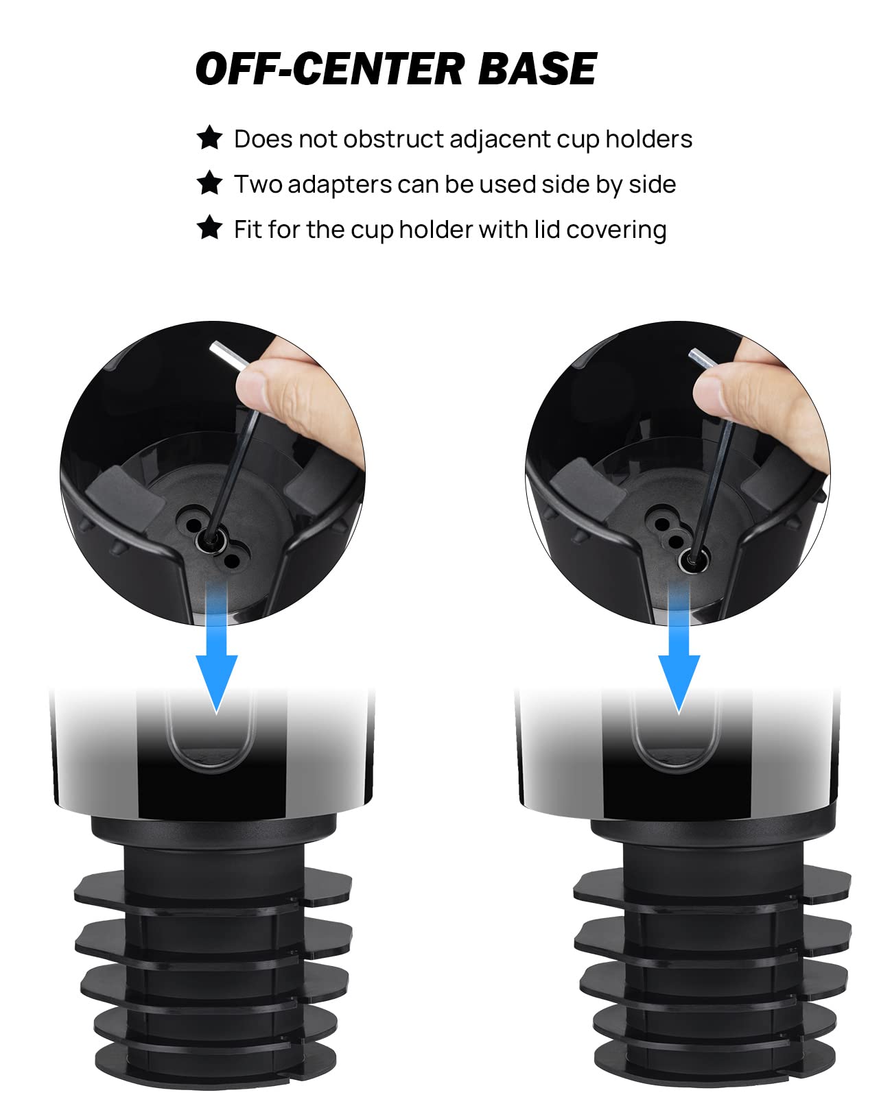 JOYTUTUS Car Cup Holder Expander with 360° Rotation, Fits 18-40 oz Cups, Black, Model: トレイ付き ブラック