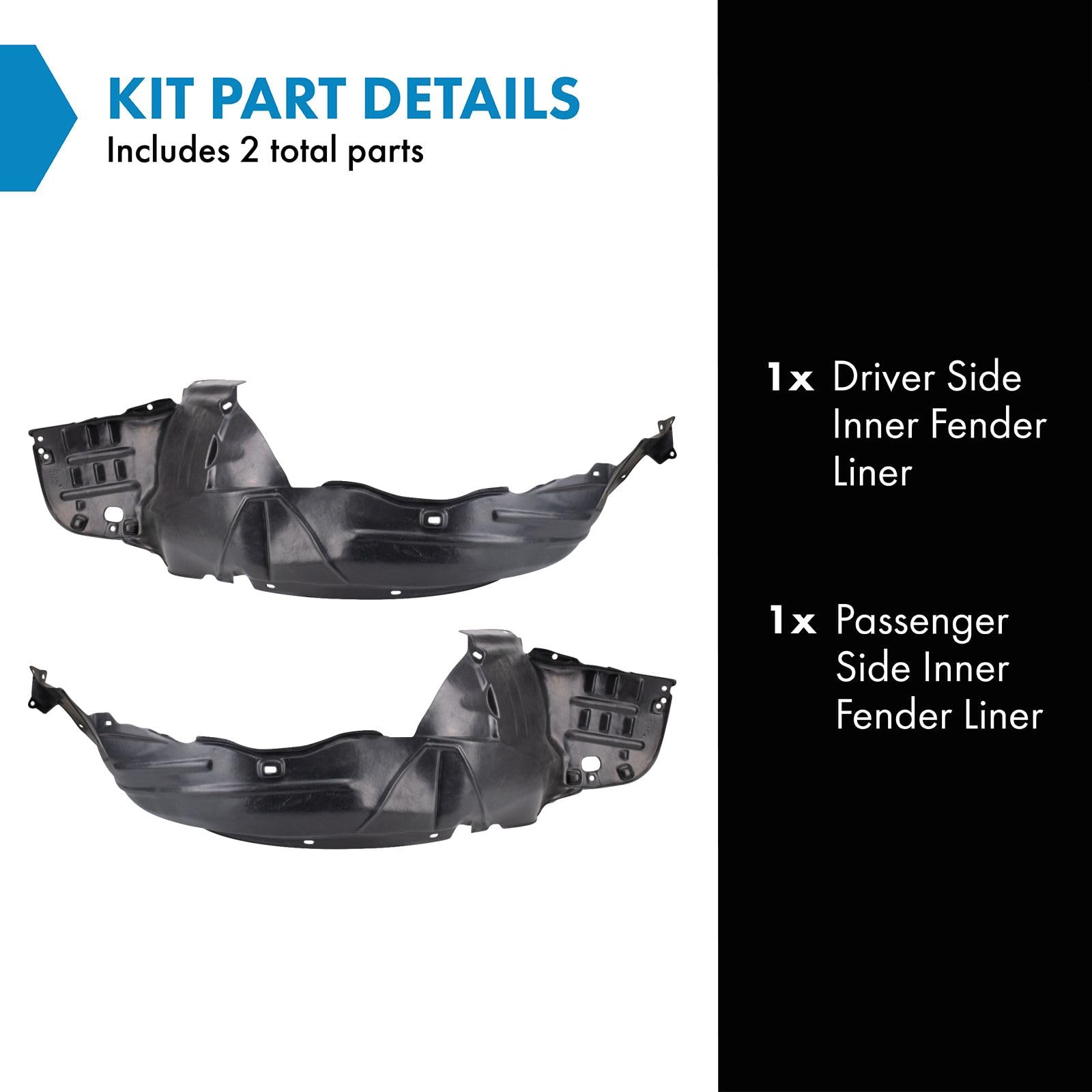Trq Inner Fender Liner Set Compatible With 1996-1998 Acura Rl Ac1248110 Ac1249110